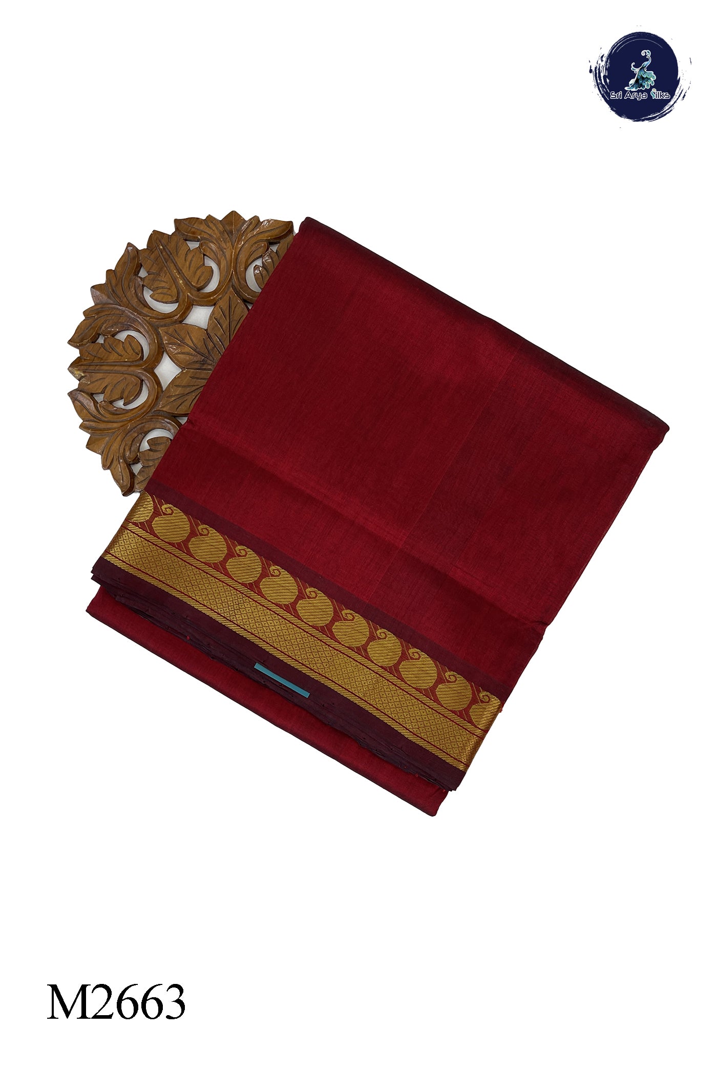 Dual Tone Maroon 10 Yards Silk Cotton Saree With Plain Pattern