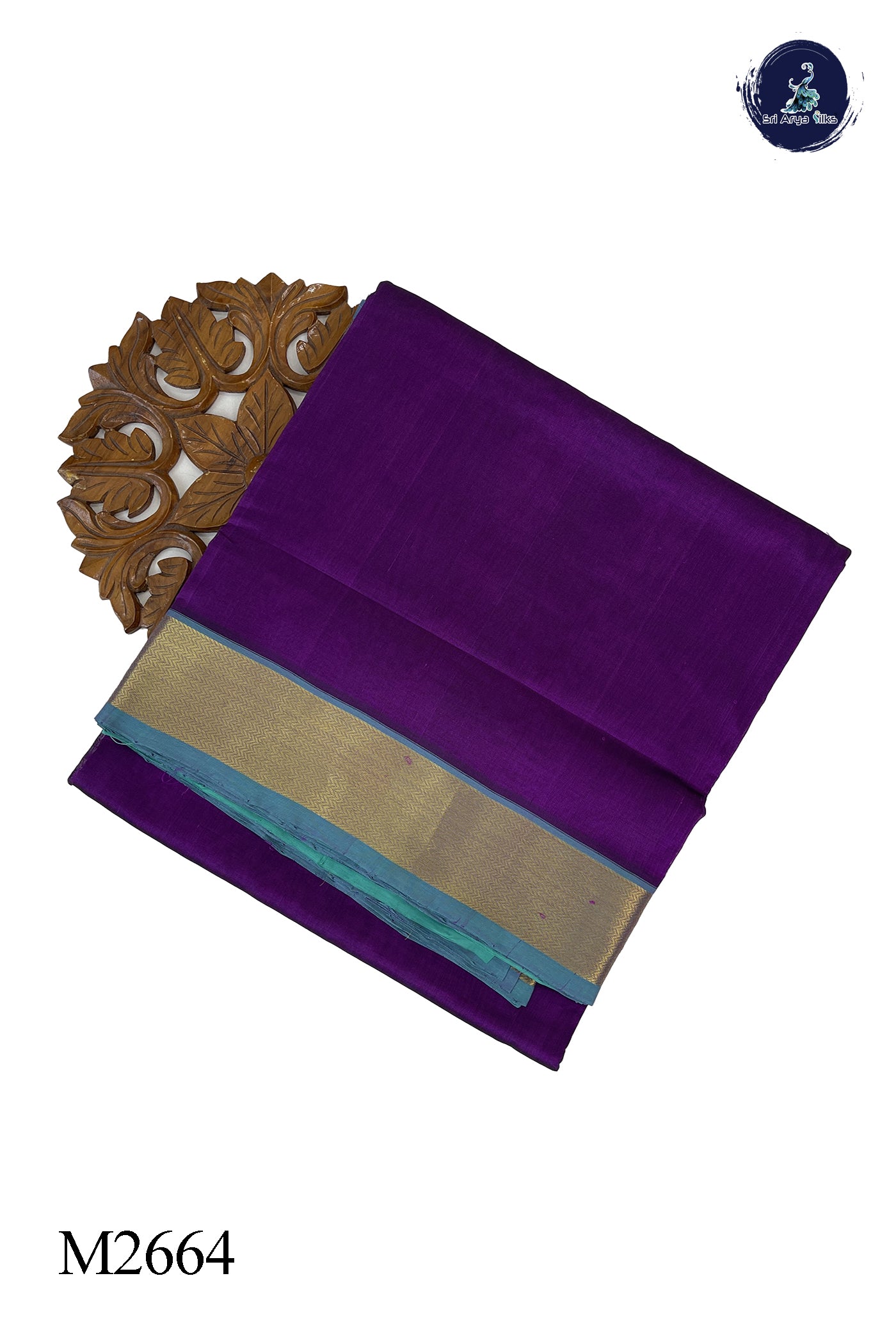 Purple 10 Yards Silk Cotton Saree With Plain Pattern