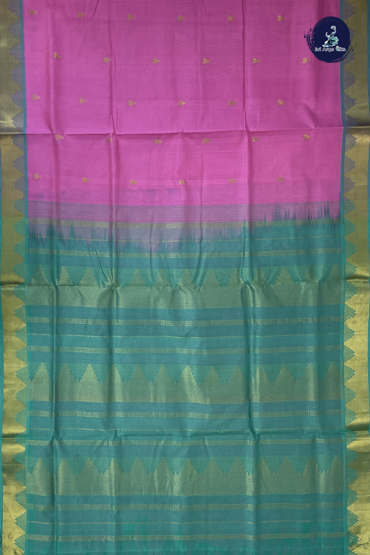 Light Pink 10 Yards Silk Cotton Saree With Zari Buttas Pattern