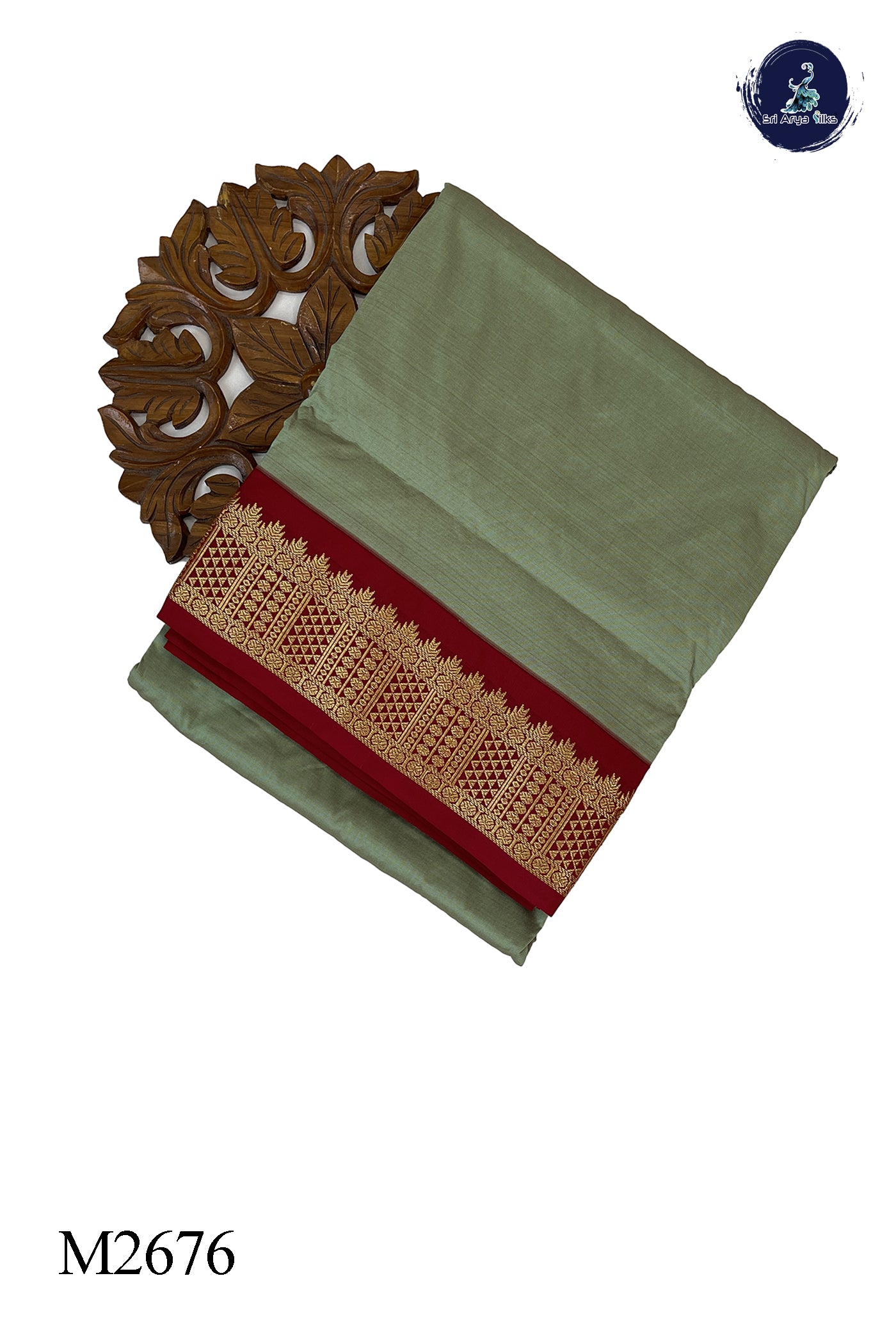 Pastel Green Madisar Semi Silk Saree With Plain Pattern