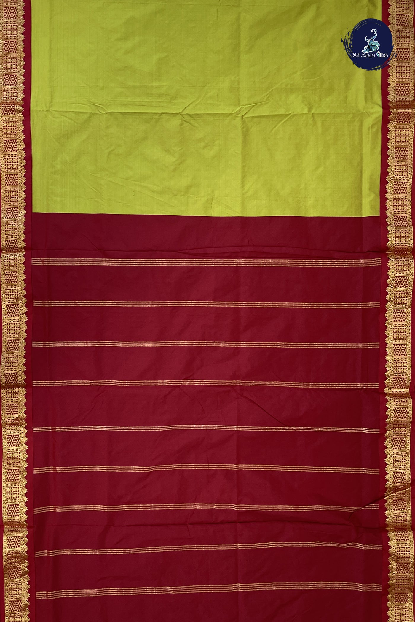 Paasiparupu Green Madisar Semi Silk Saree With Plain Pattern