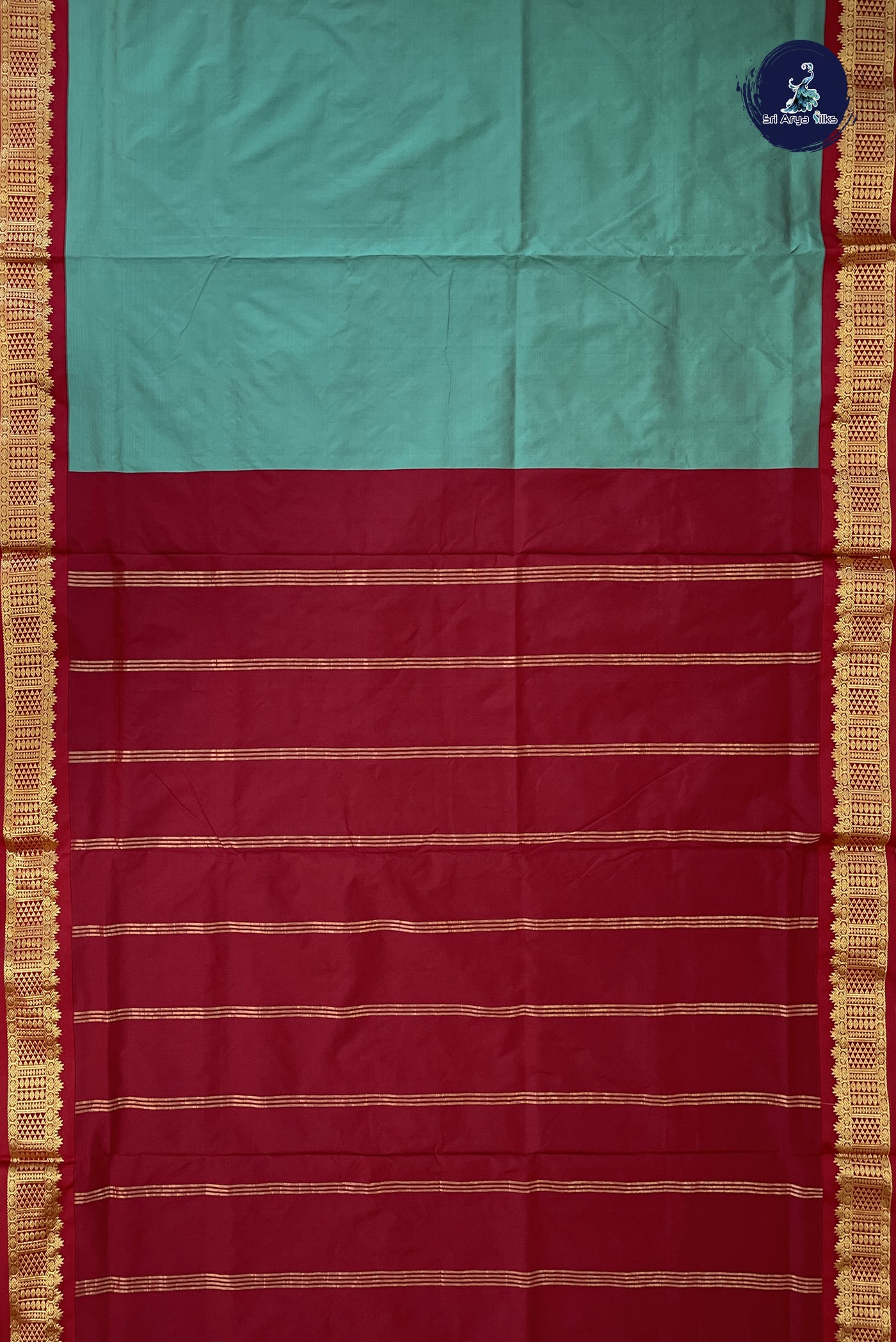 Dual Tone Turquoise Madisar Semi Silk Saree With Plain Pattern