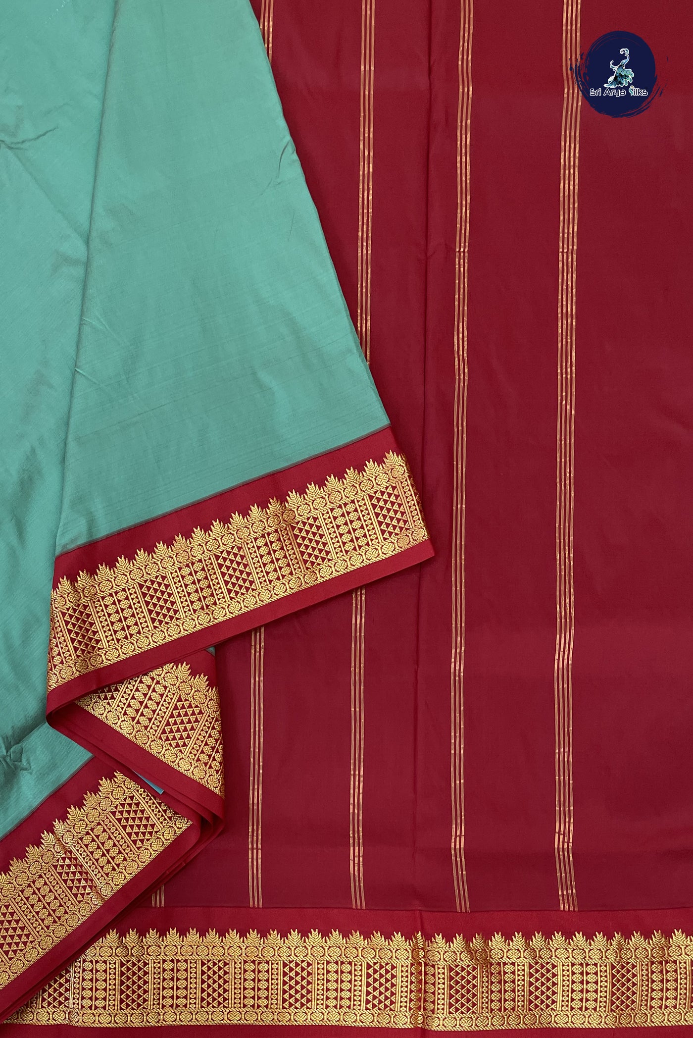 Dual Tone Turquoise Madisar Semi Silk Saree With Plain Pattern