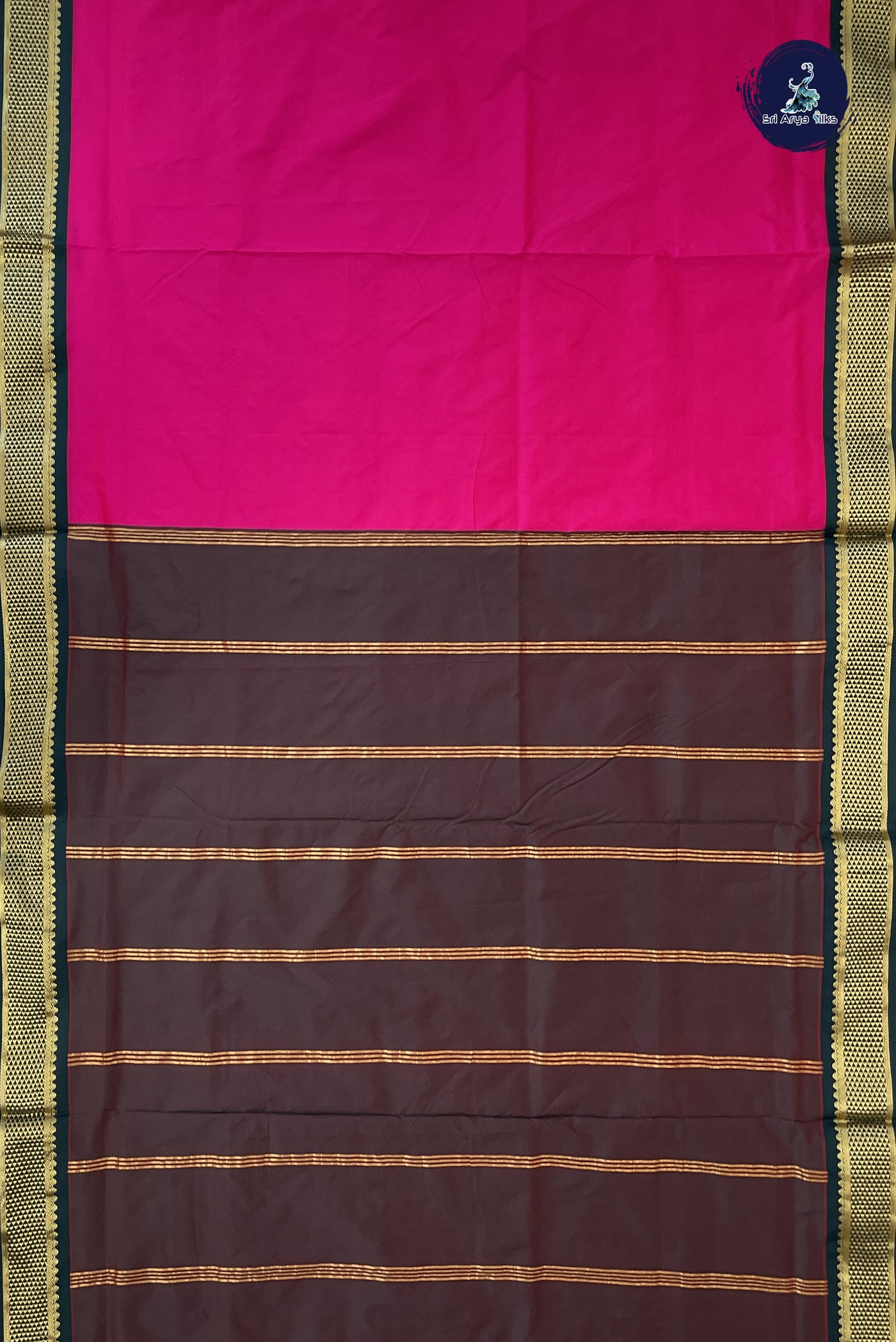 Dark Pink Madisar Semi Silk Saree With Plain Pattern