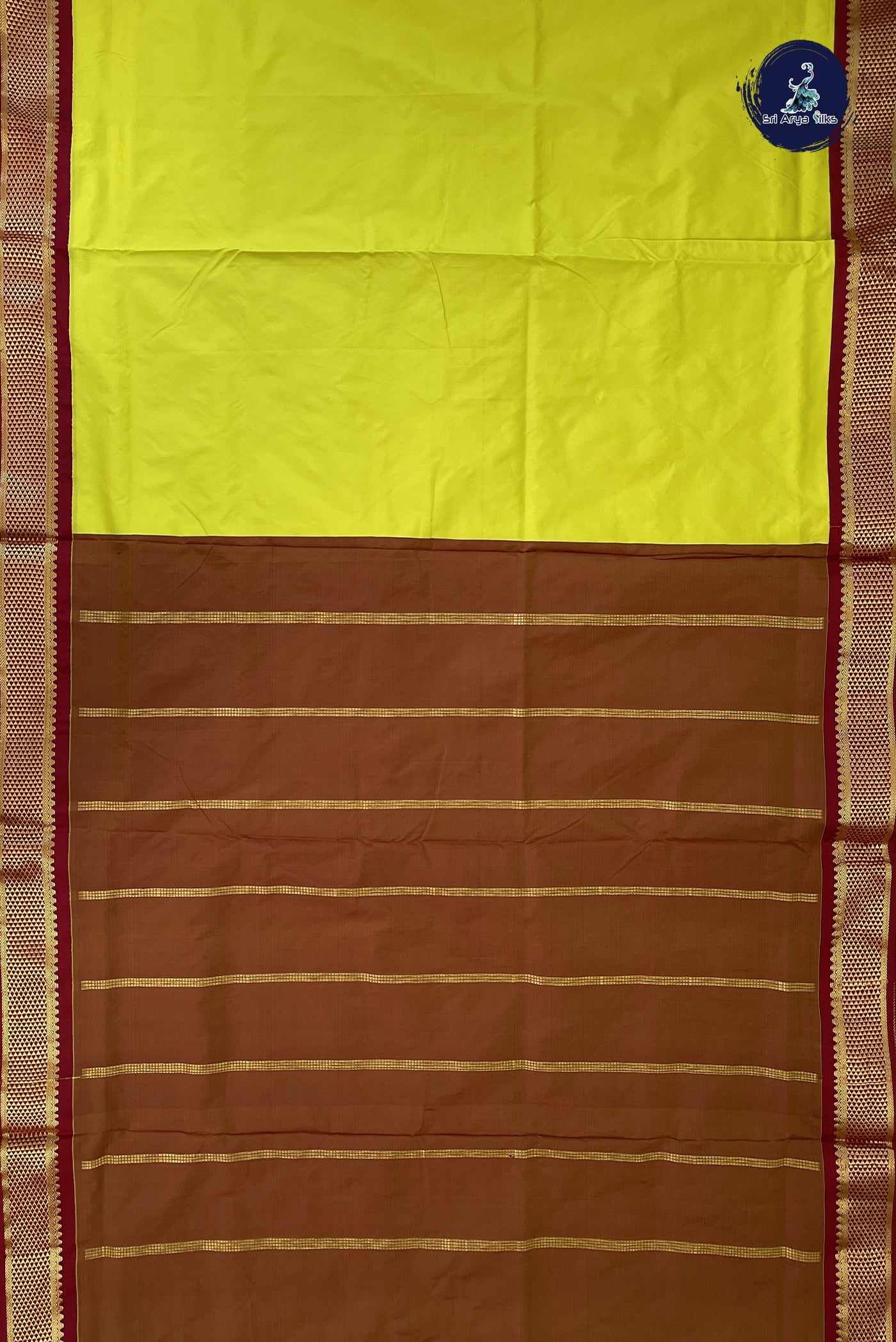 Flurocent Green Madisar Semi Silk Saree With Plain Pattern