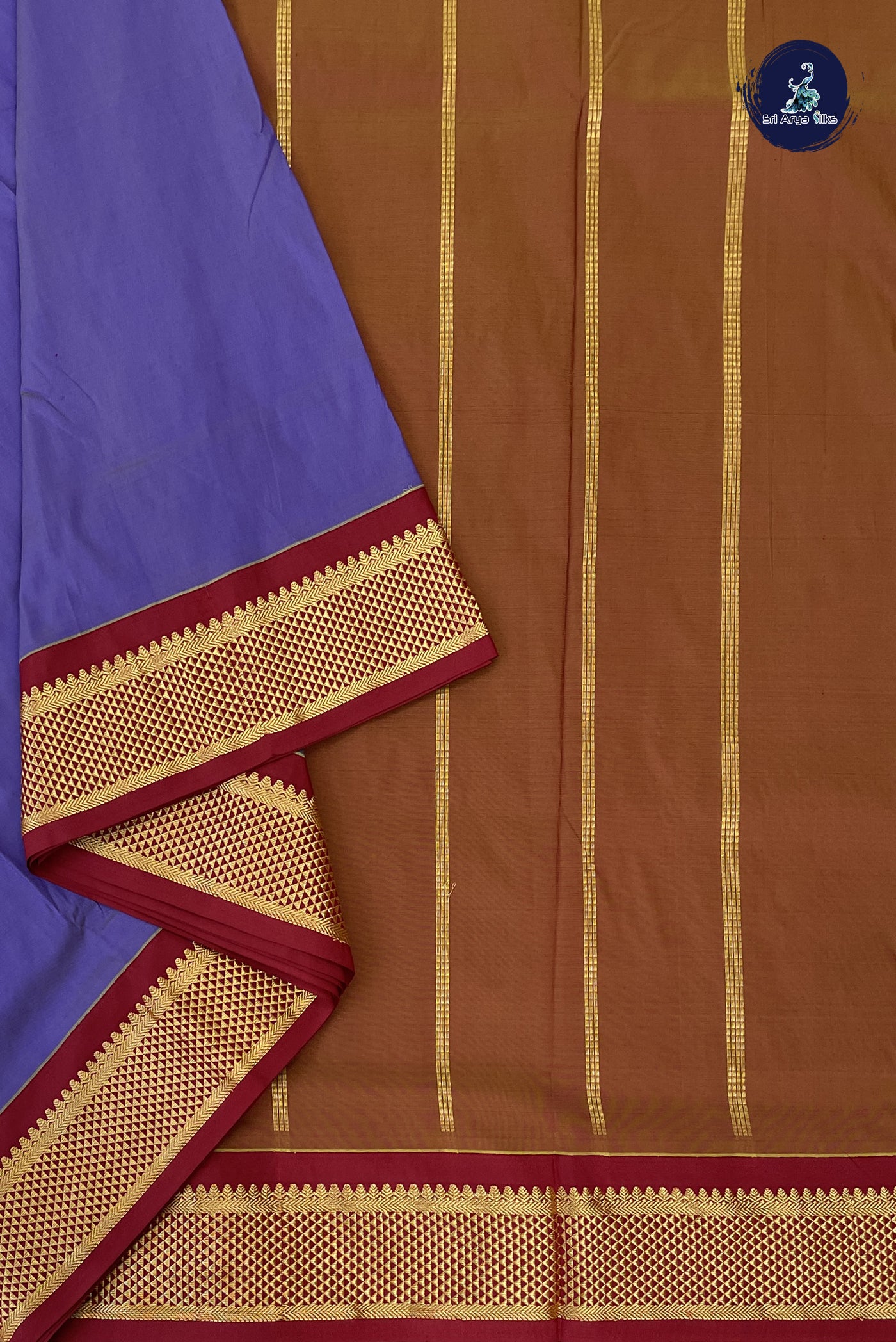 Lavender Madisar Semi Silk Saree With Plain Pattern