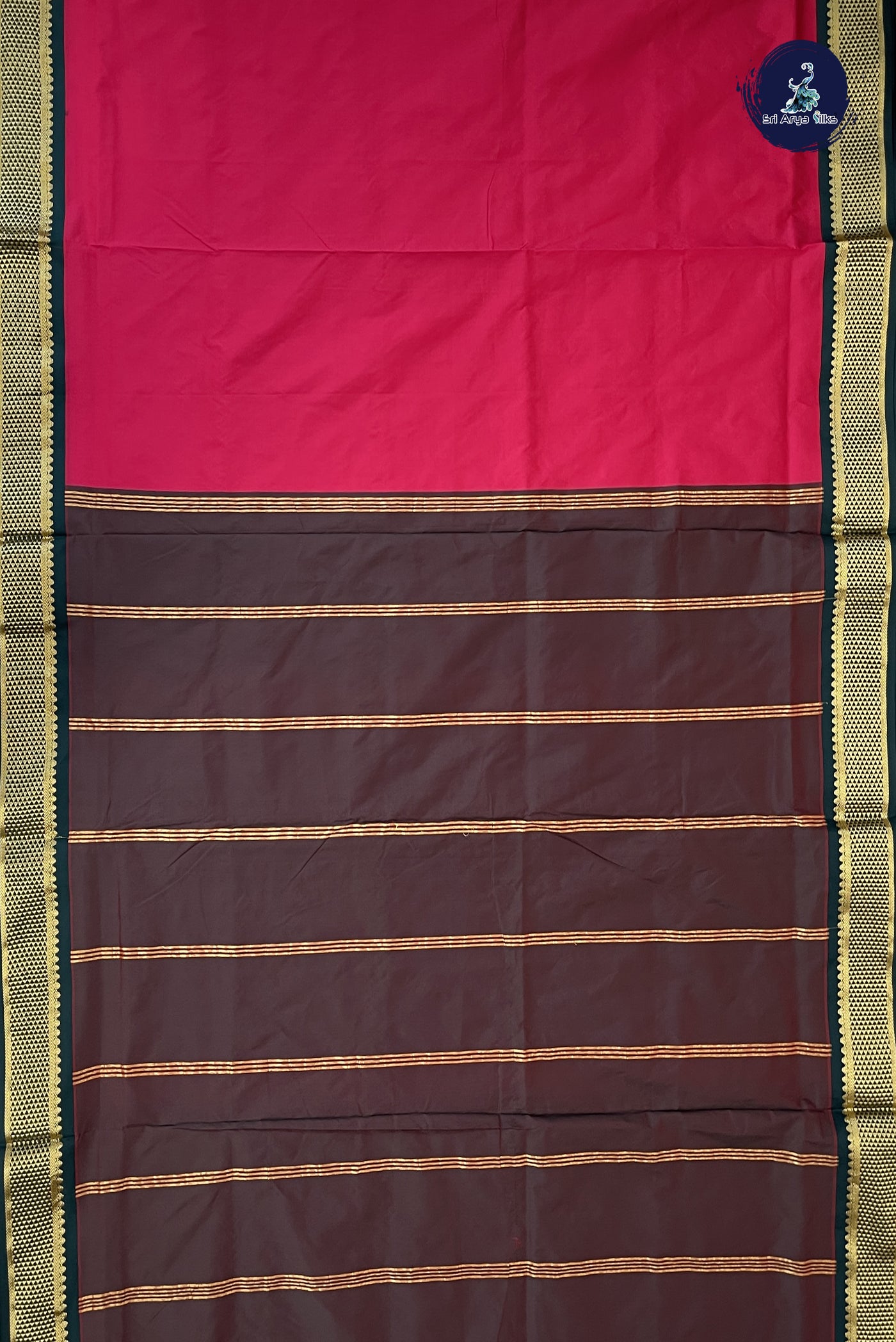 Rani Pink Madisar Semi Silk Saree With Plain Pattern