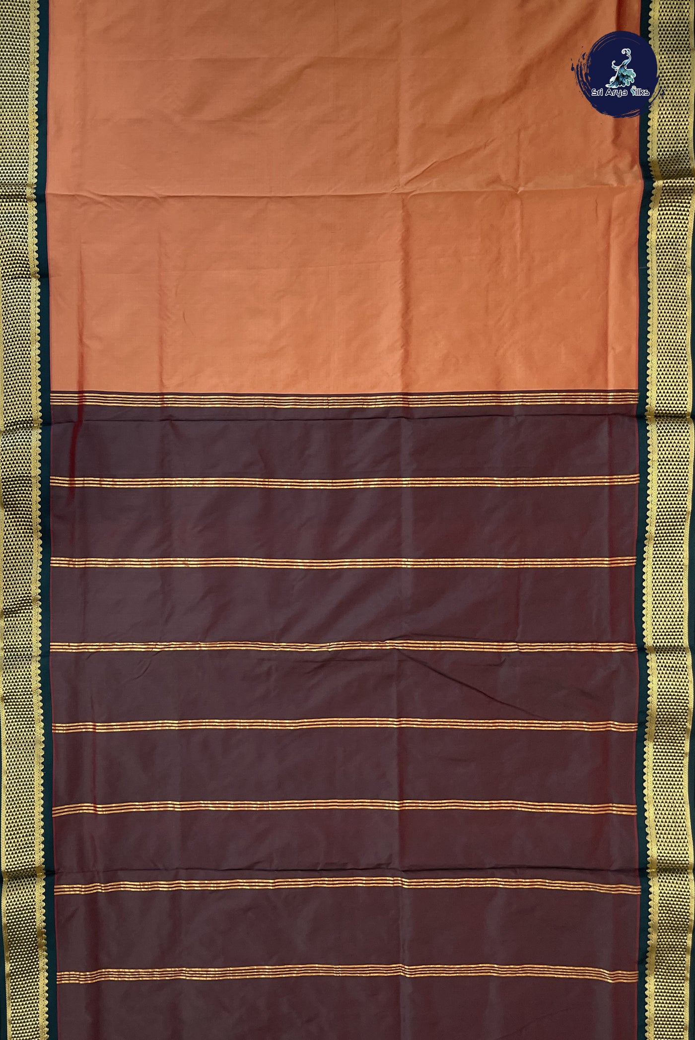 Dusty Orange Madisar Semi Silk Saree With Plain Pattern