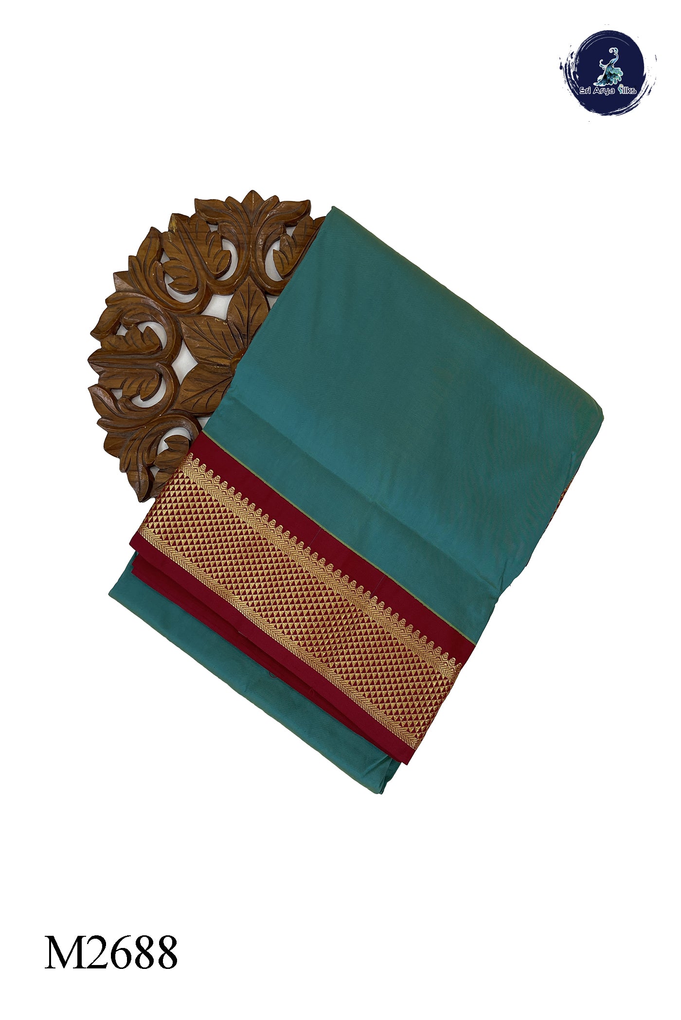 Sea Green Madisar Semi Silk Saree With Plain Pattern