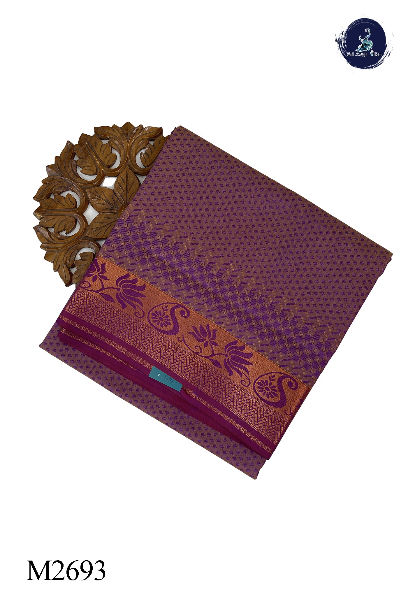 Dual Tone Purple Madisar Semi Silk Saree With Embossed Pattern