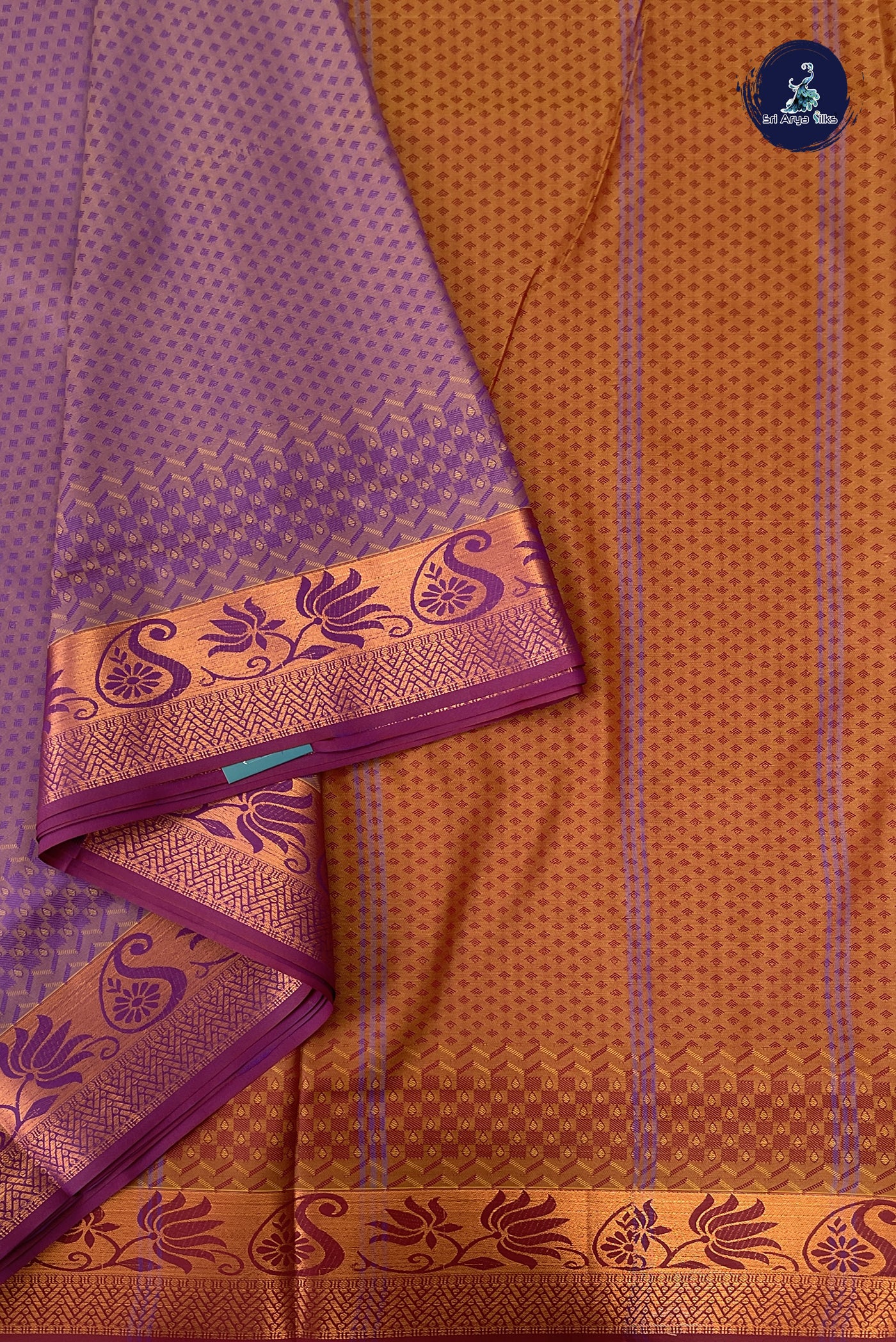 Dual Tone Purple Madisar Semi Silk Saree With Embossed Pattern