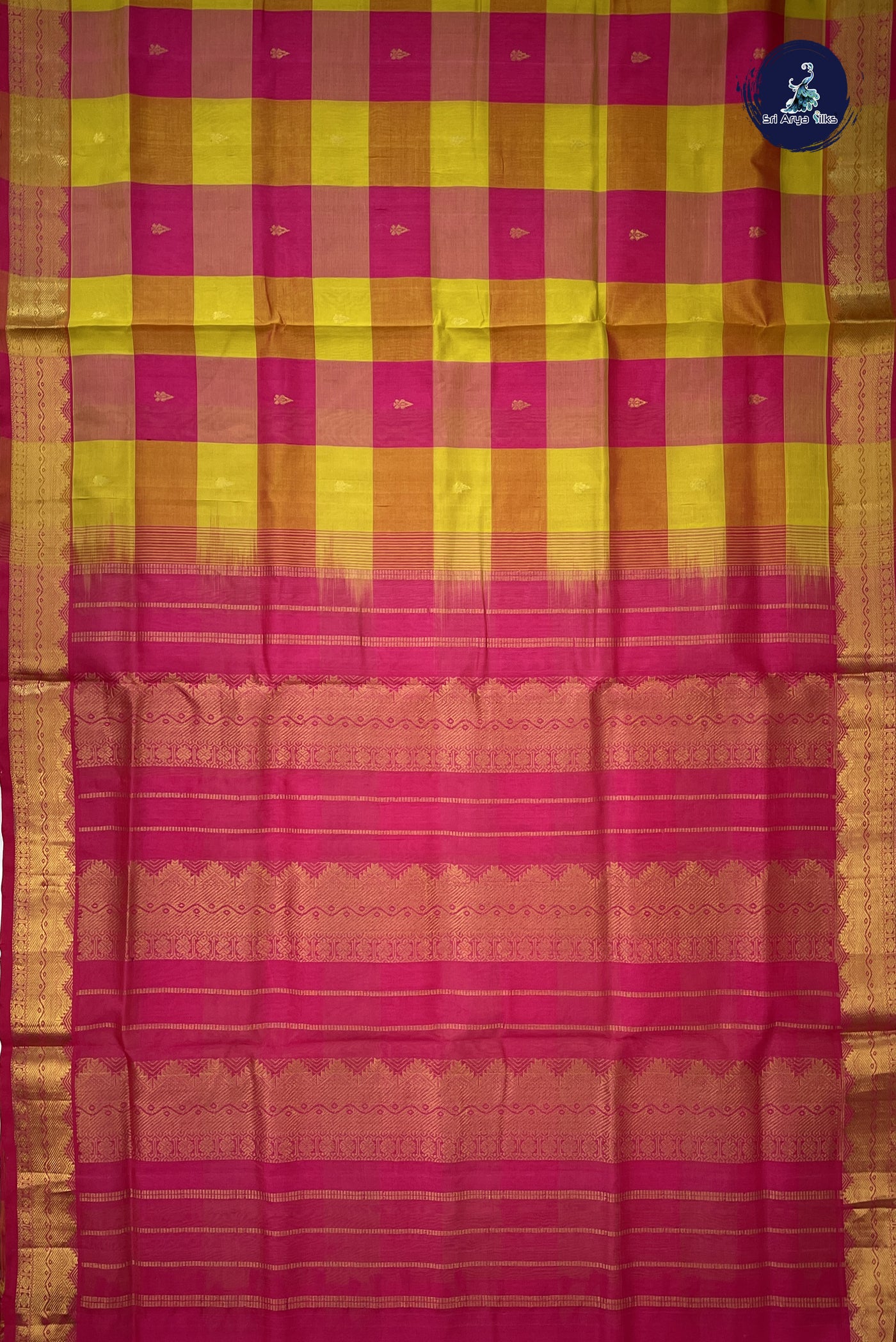 Multi Colour Madisar Silk Cotton Saree With Paalum Pazham Kattam Pattern