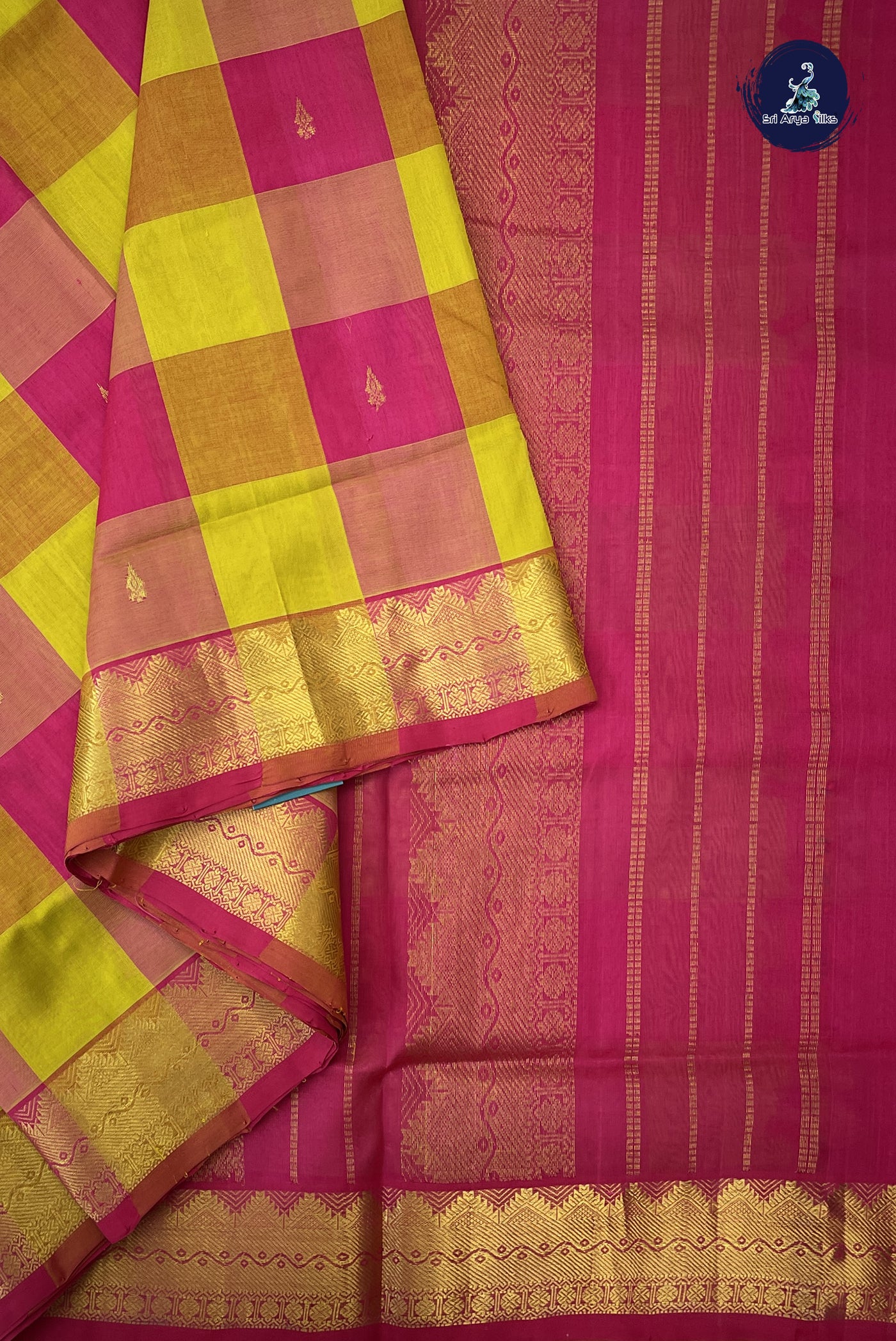 Multi Colour Madisar Silk Cotton Saree With Paalum Pazham Kattam Pattern