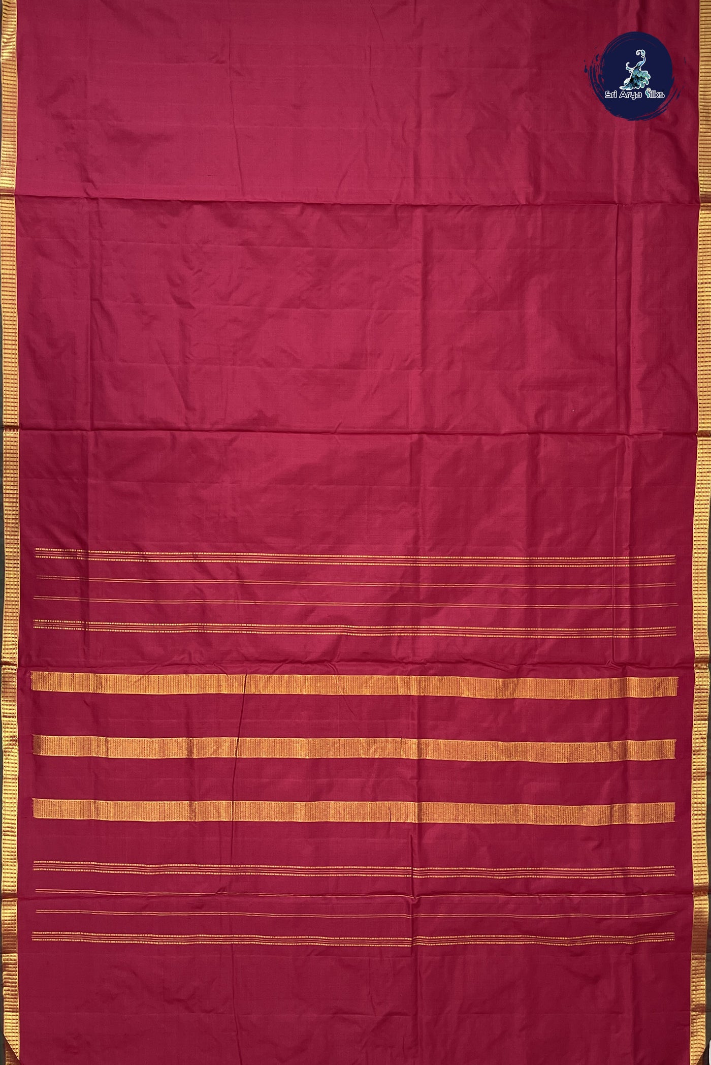 Maroon Madisar 10 Yards Silk Saree With Plain Pattern