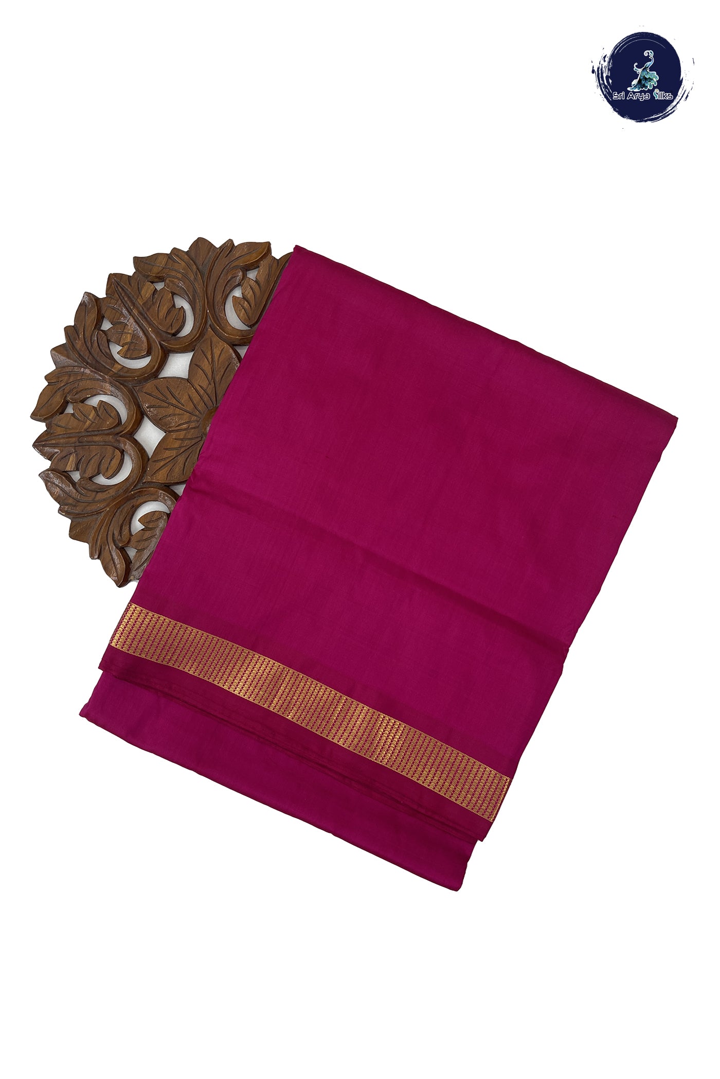 Rani Pink Madisar 10 Yards Silk Saree With Plain Pattern