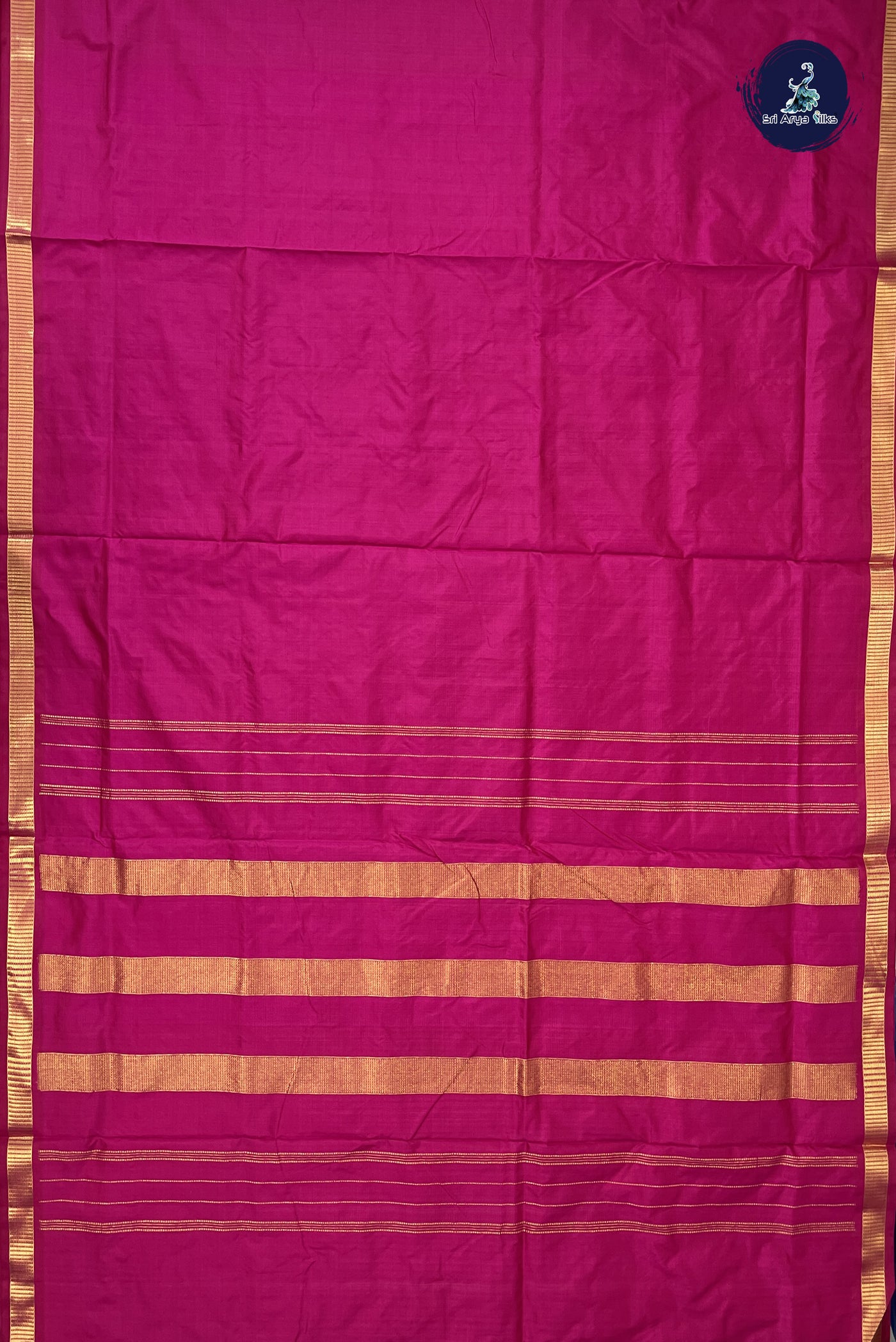 Rani Pink Madisar 10 Yards Silk Saree With Plain Pattern