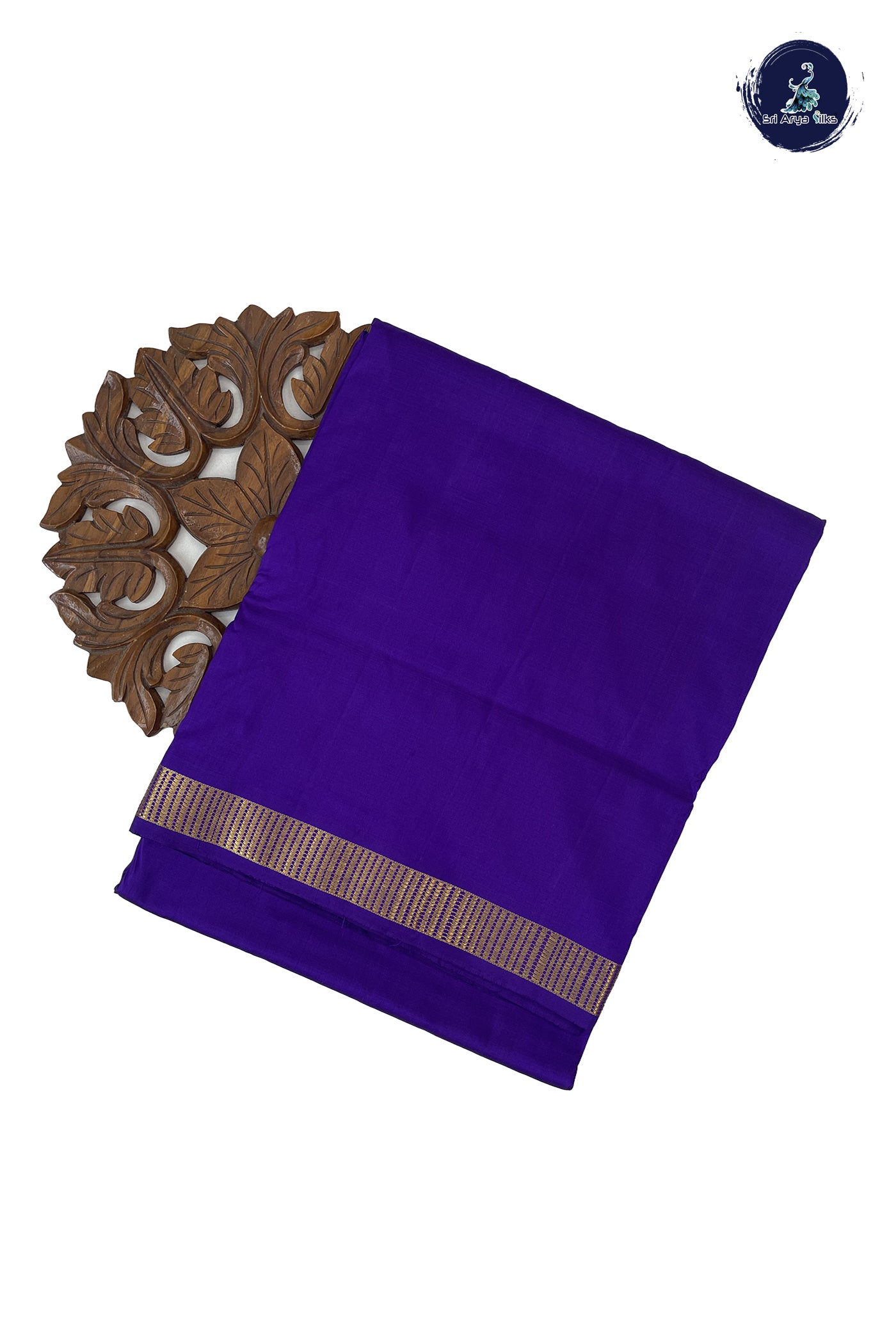 Purple Madisar 10 Yards Silk Saree With Plain Pattern