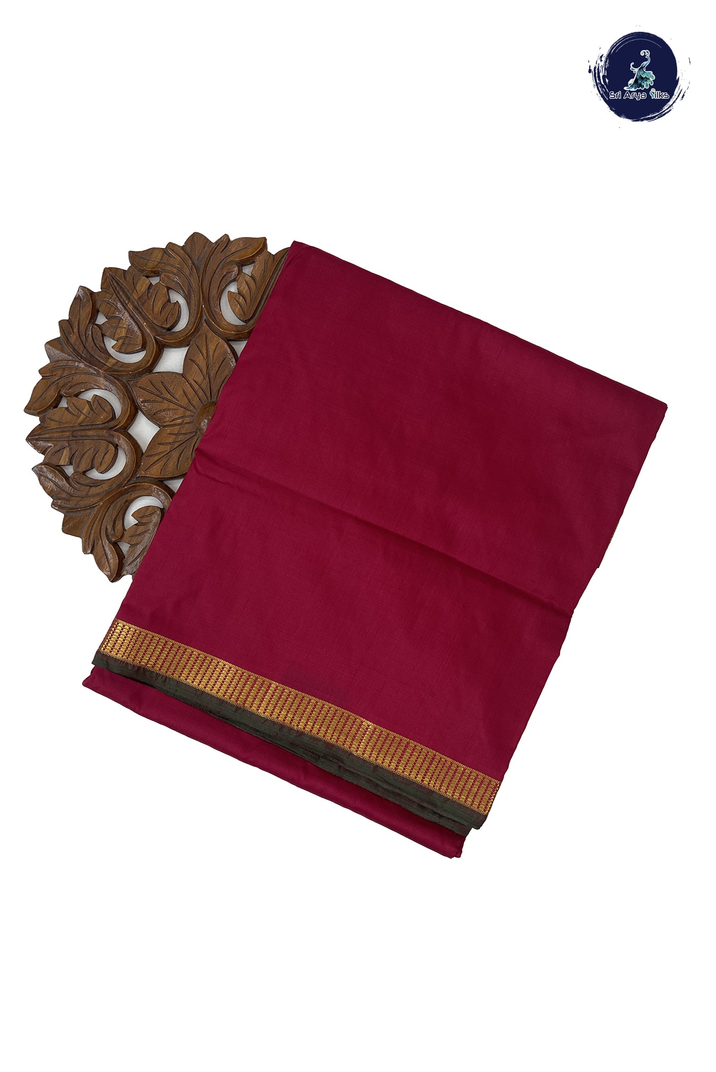 Maroon Madisar 10 Yards Silk Saree With Plain Pattern