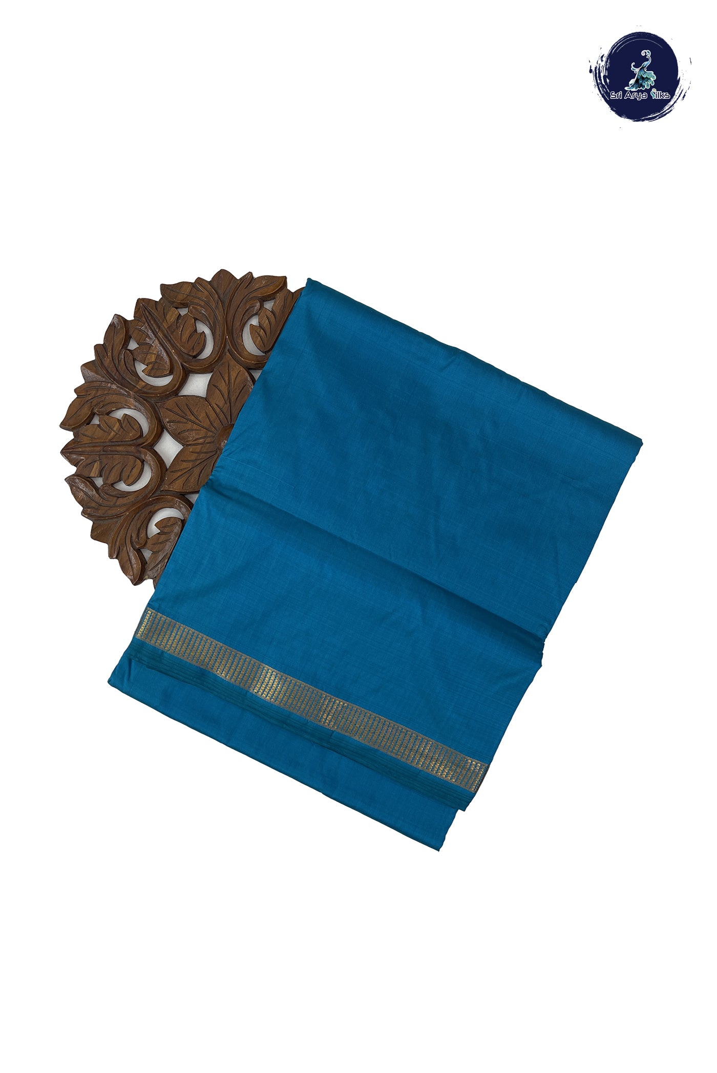 Light Blue Madisar 10 Yards Silk Saree With Plain Pattern