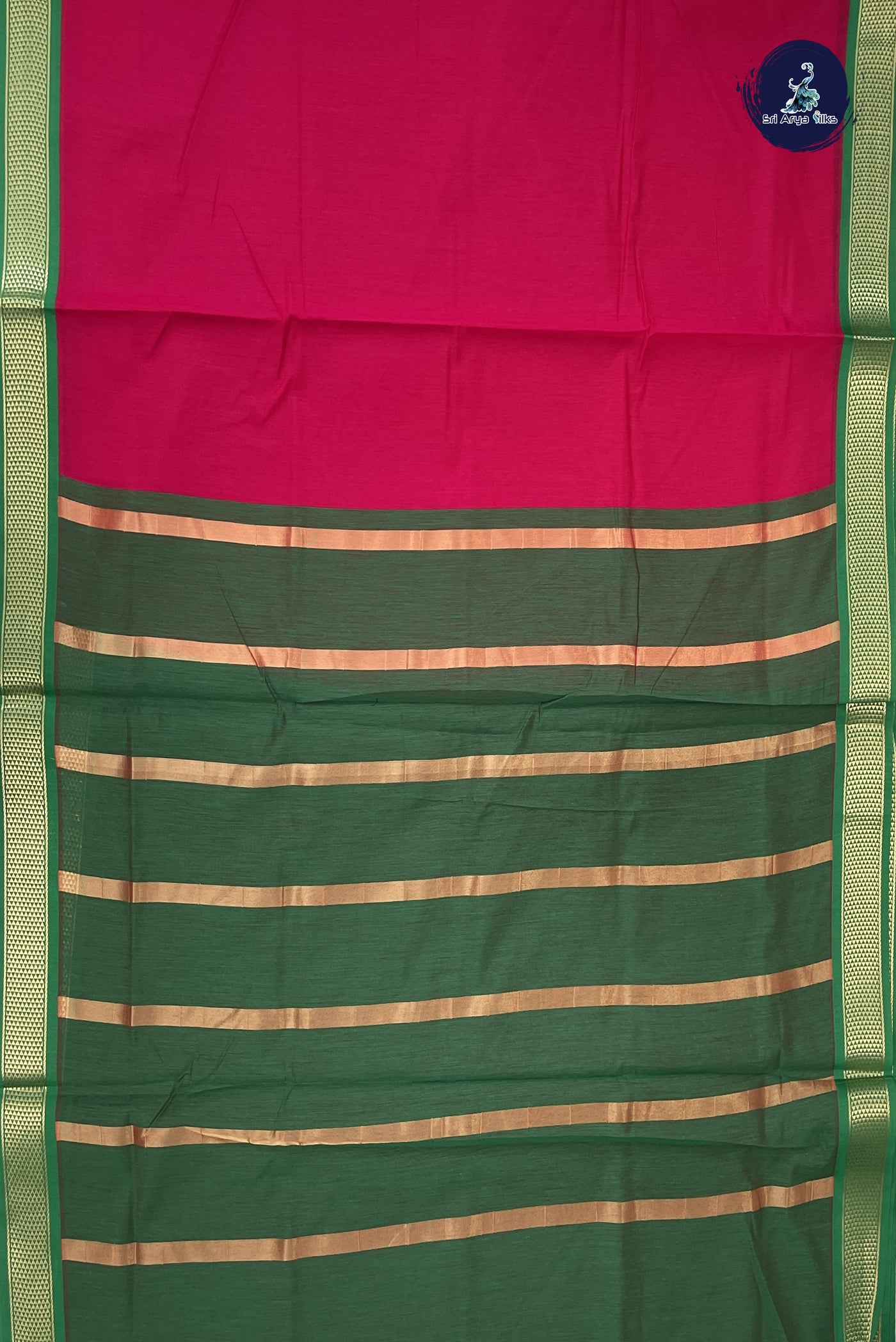 Pink Madisar Semi Silk Cotton Saree With Plain Pattern