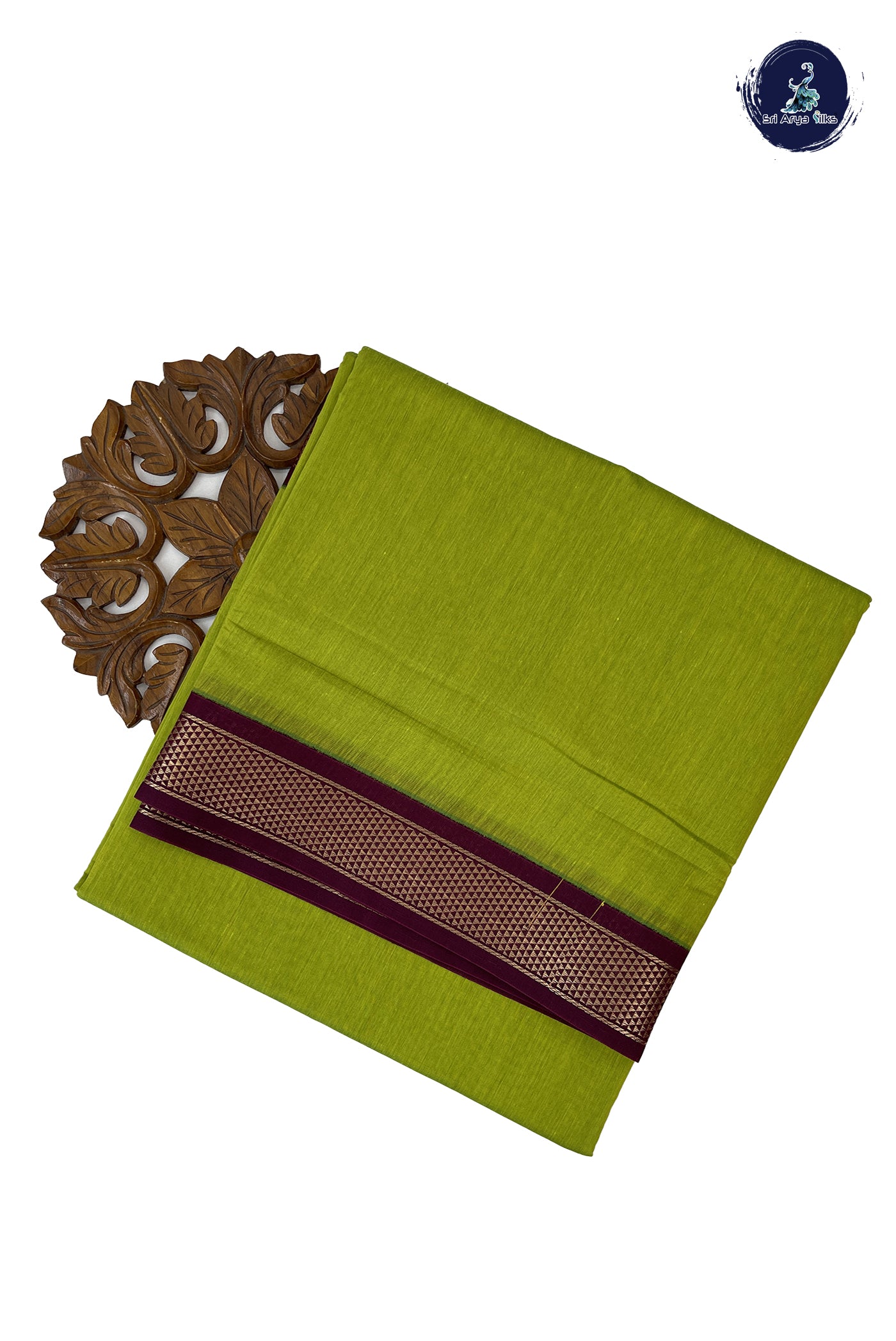 Light Green Madisar Semi Silk Cotton Saree With Plain Pattern