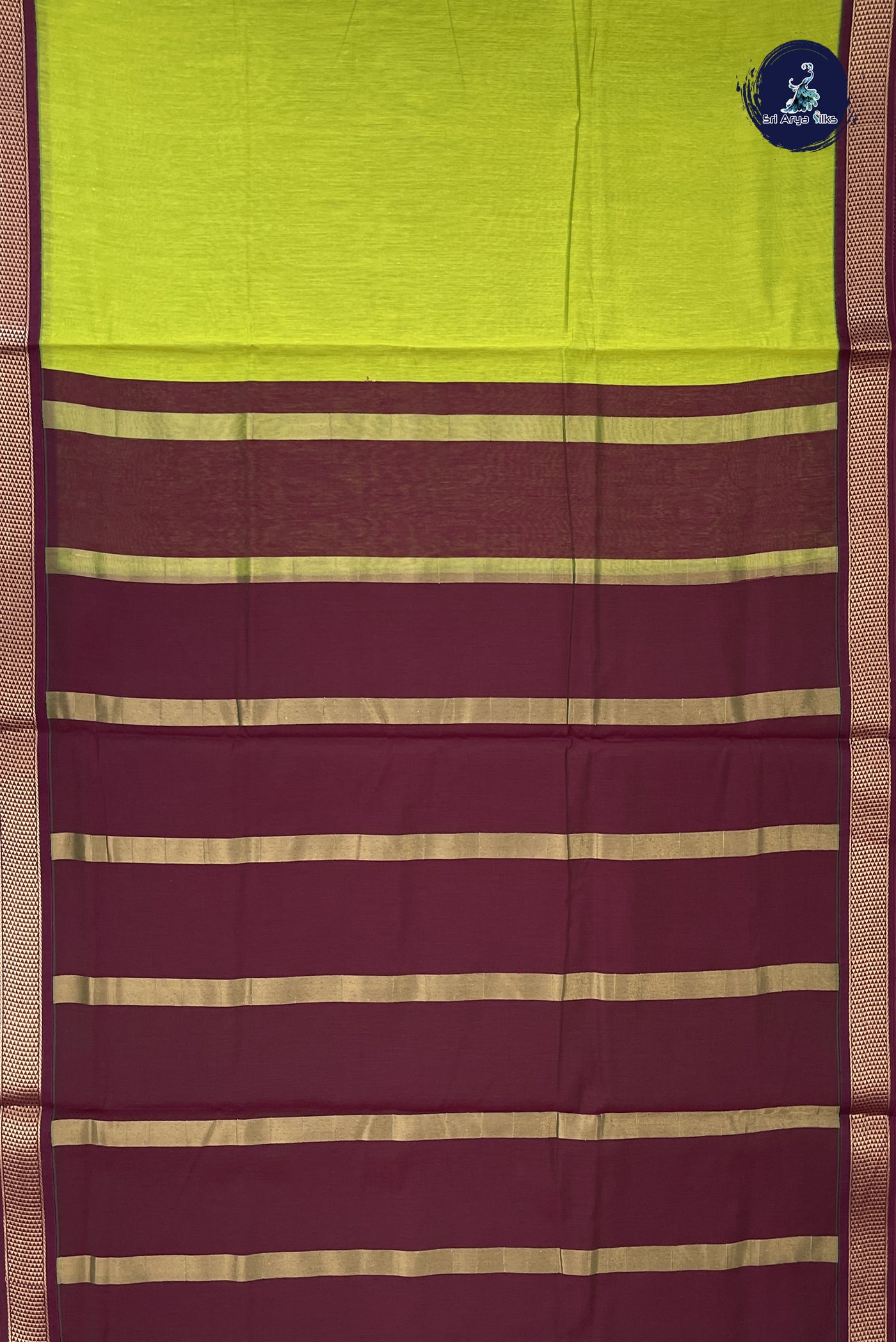 Light Green Madisar Semi Silk Cotton Saree With Plain Pattern