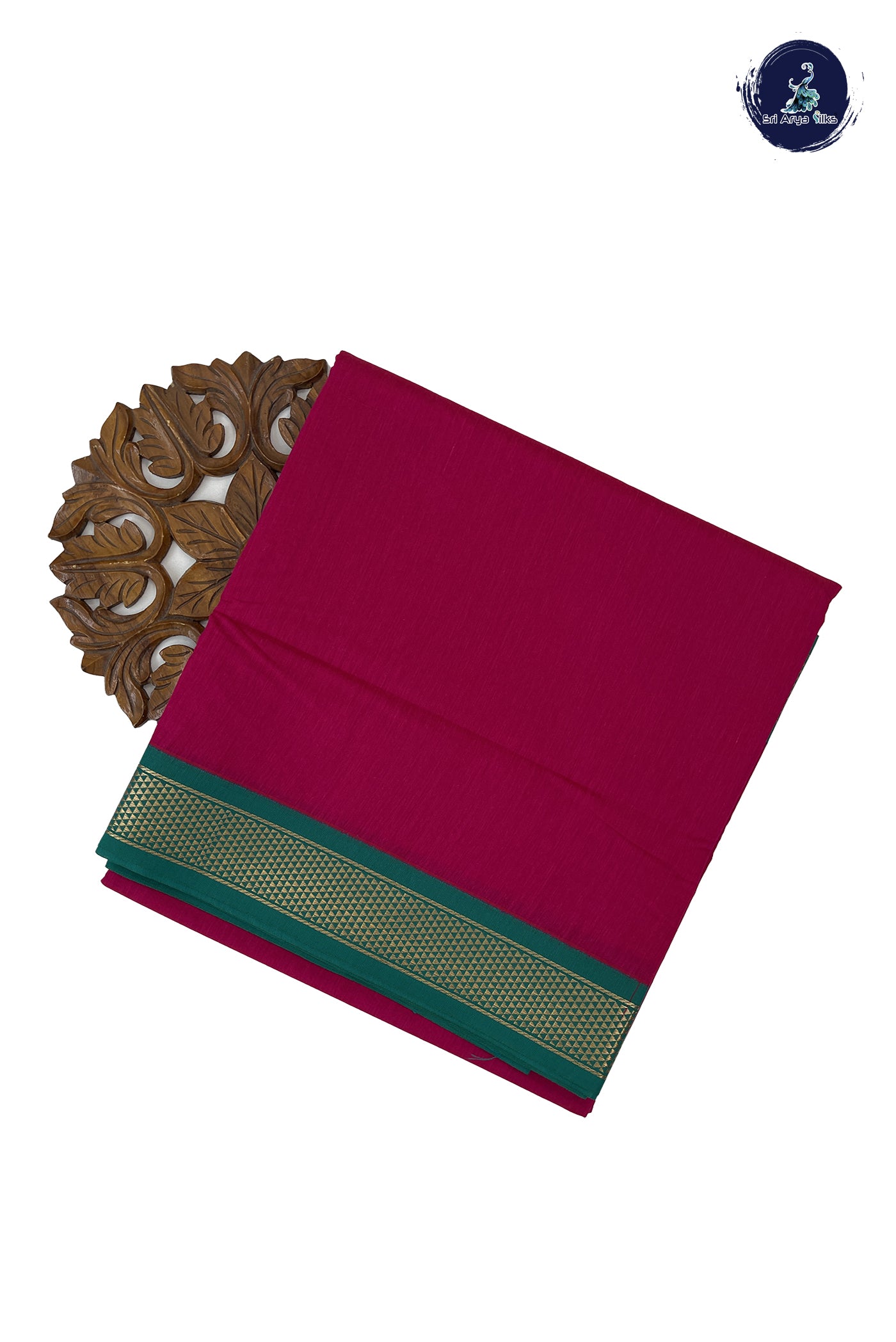 Dark Pink Madisar Semi Silk Cotton Saree With Plain Pattern