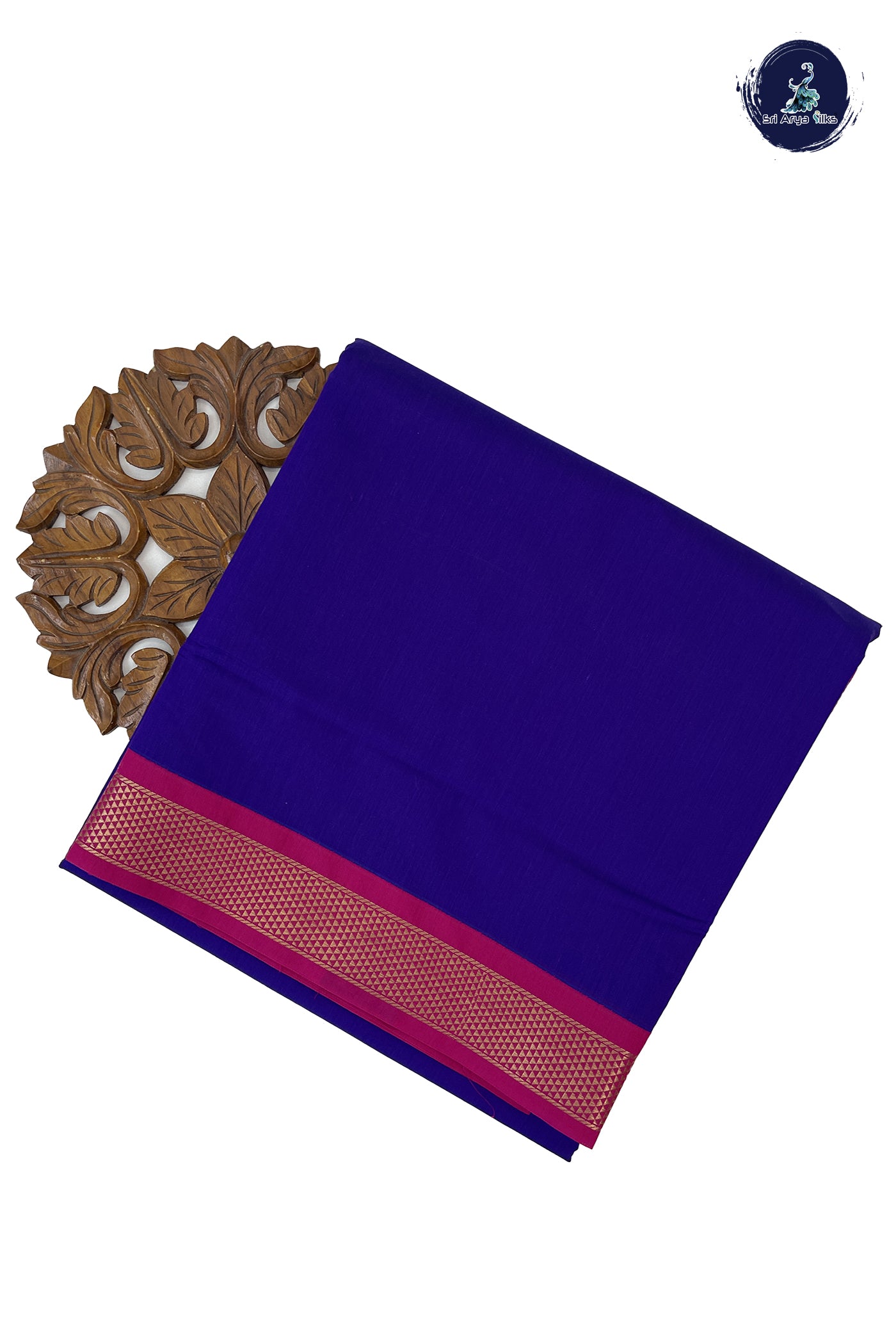 Violet Madisar Semi Silk Cotton Saree With Plain Pattern