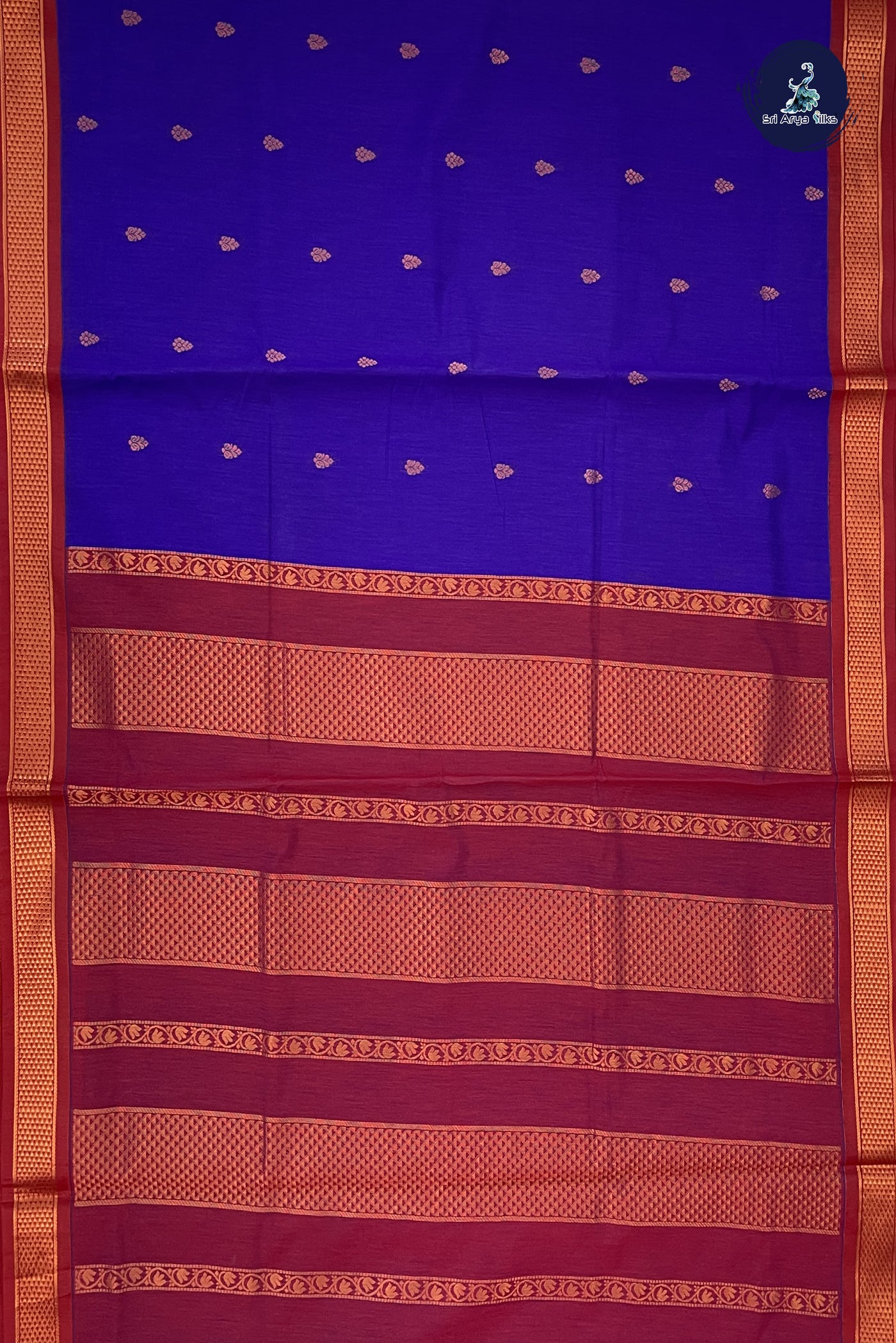 Violet Madisar Semi Silk Cotton Saree With Zari Buttas Pattern