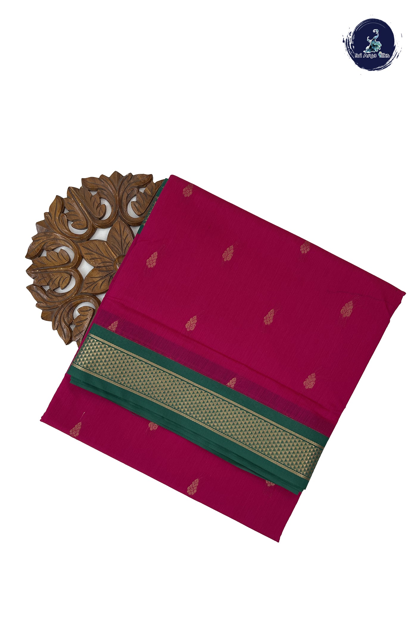 Magenta Pink Madisar Semi Silk Cotton Saree With Zari Buttas Pattern