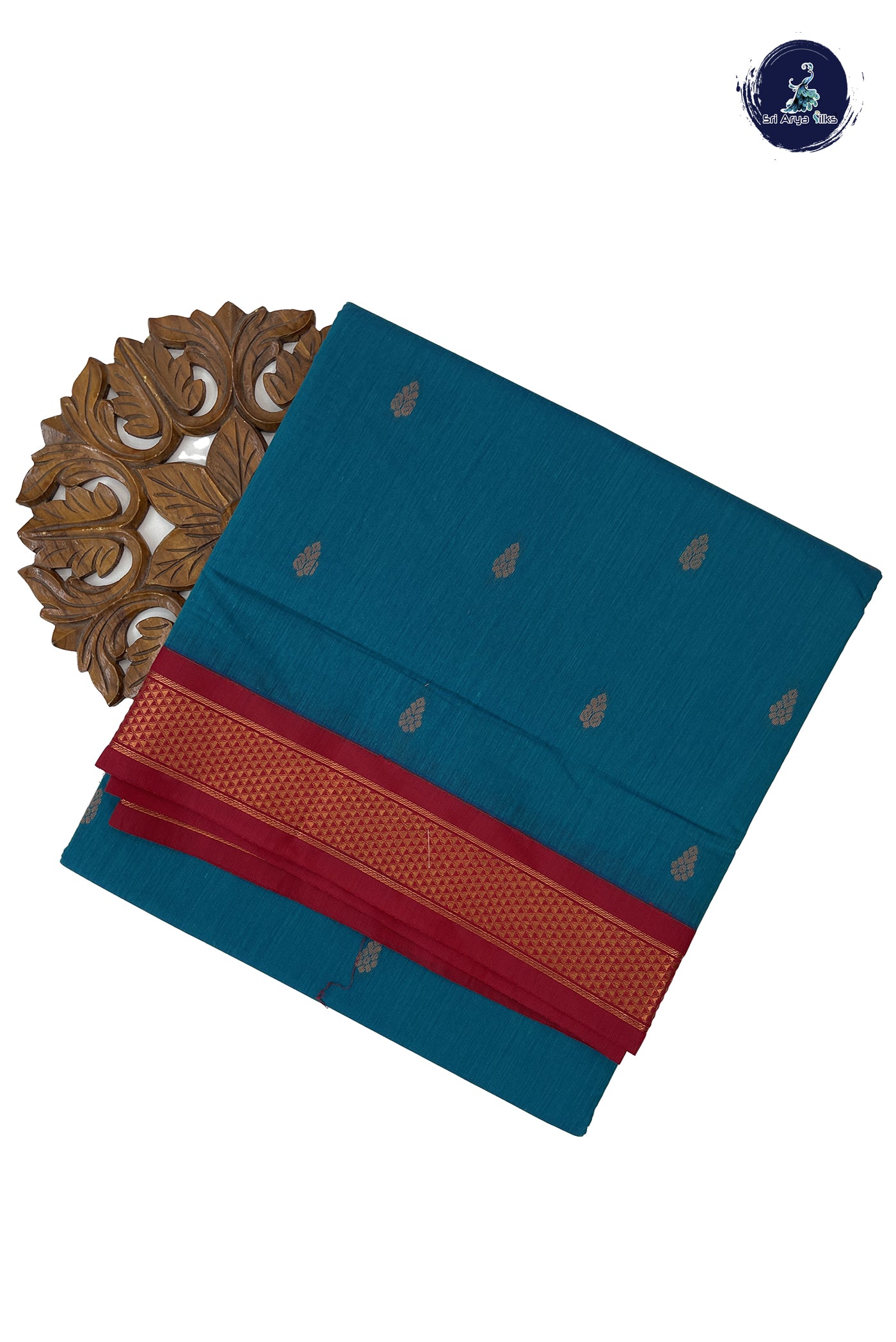 Sapphire Blue Madisar Semi Silk Cotton Saree With Zari Buttas Pattern