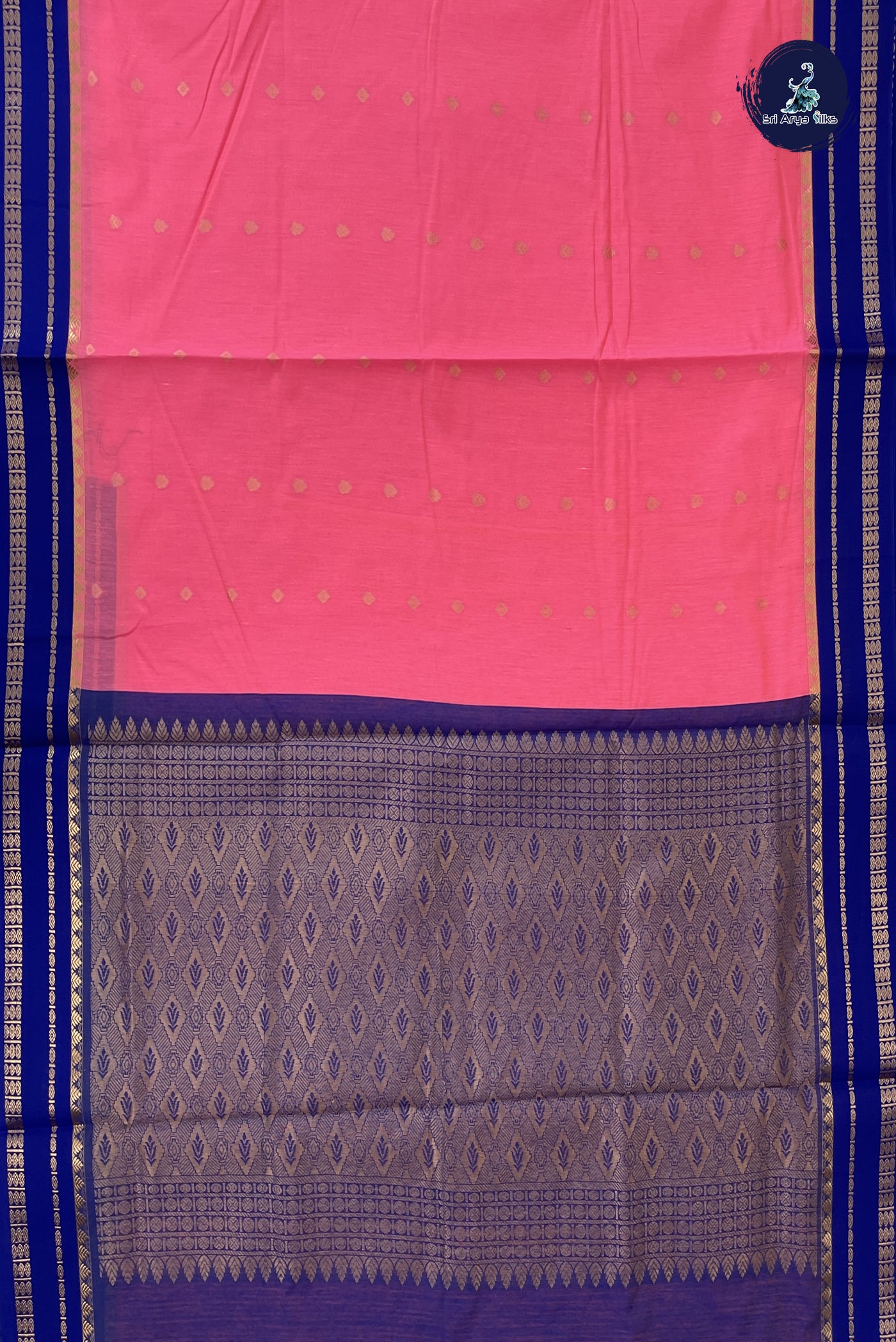 Candy Pink Madisar Semi Silk Cotton Saree With Zari Buttas Pattern