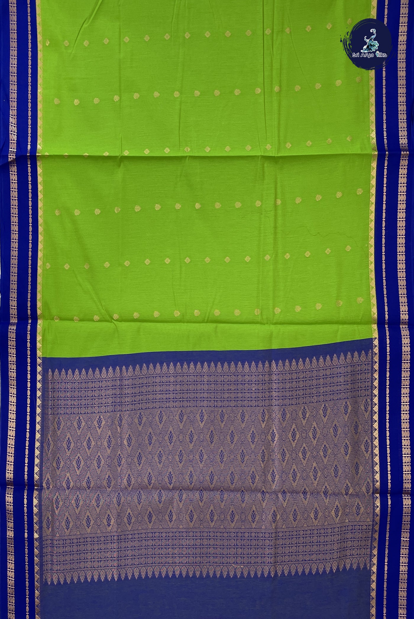 Green Madisar Semi Silk Cotton Saree With Zari Buttas Pattern