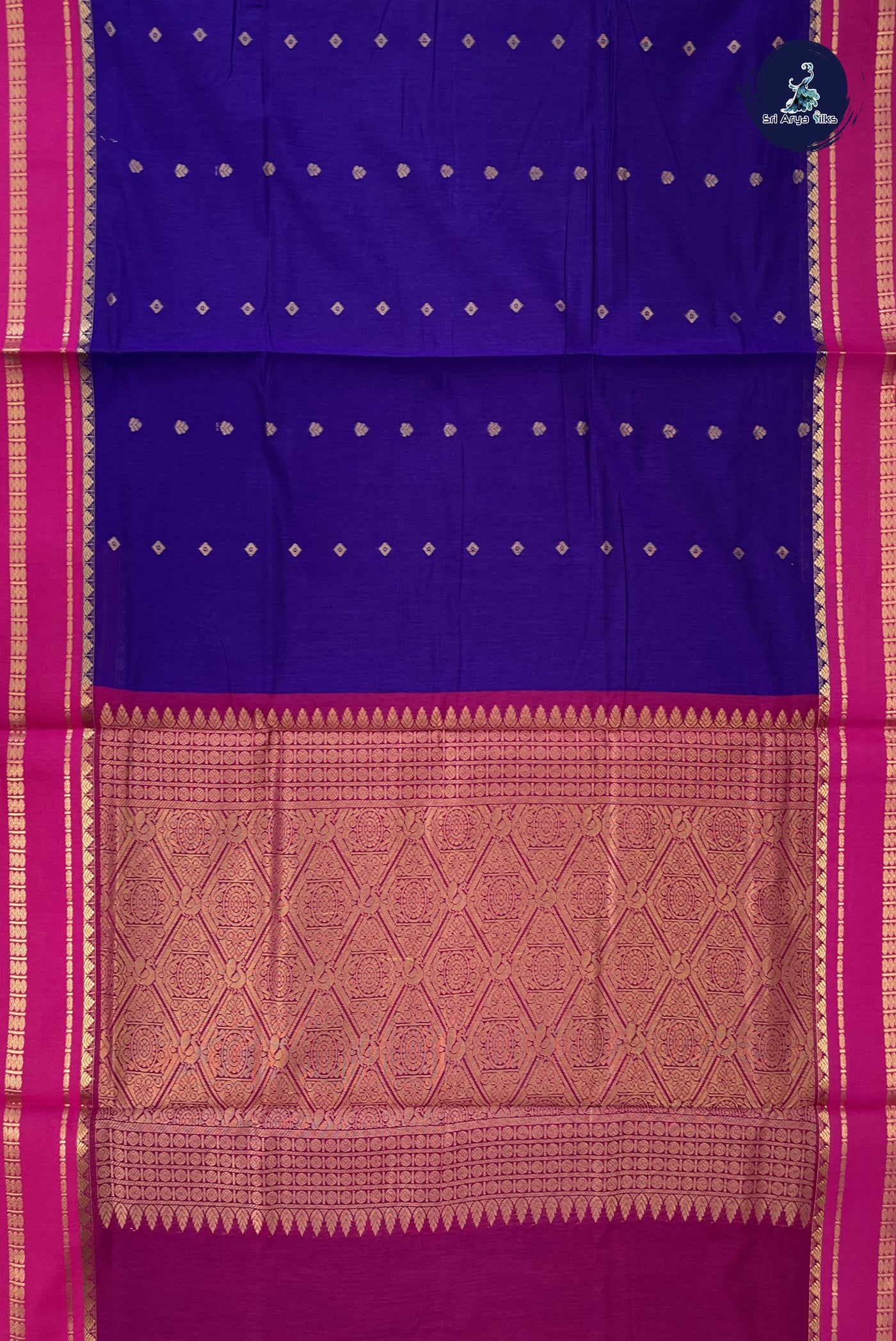 Violet Madisar Semi Silk Cotton Saree With Zari Buttas Pattern