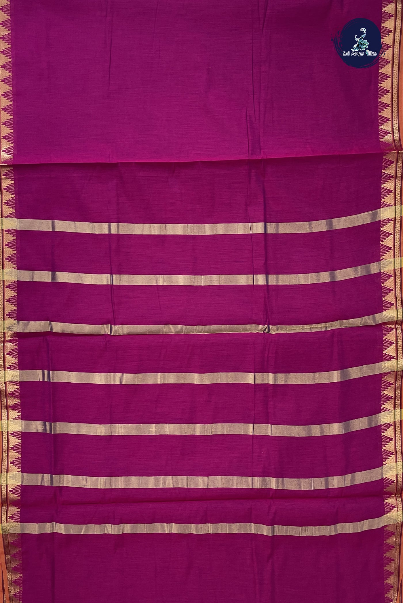 Dual Tone Purple Madisar Semi Silk Cotton Saree With Plain Pattern