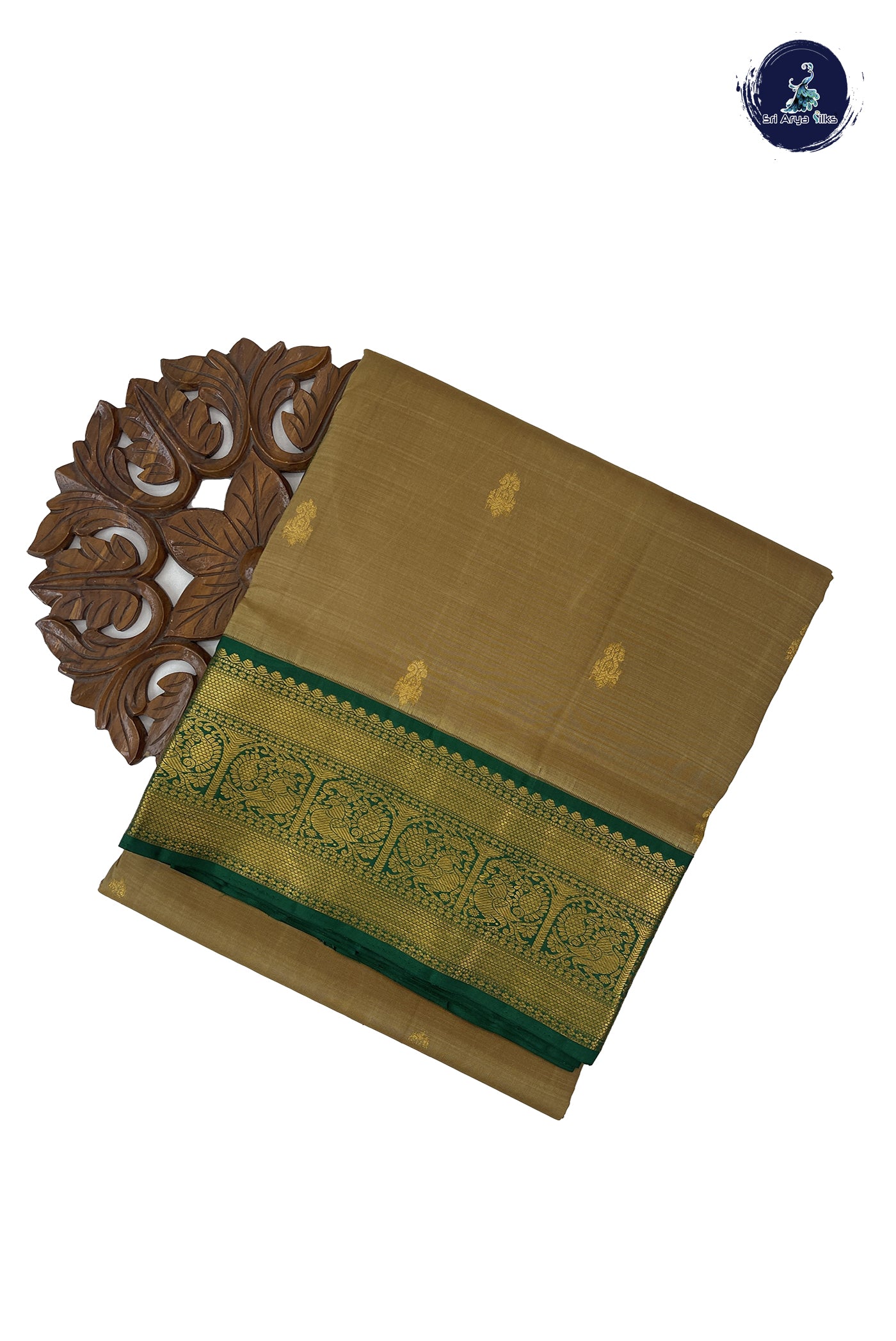 Golden Brown Madisar 10 Yards Silk Saree With Zari Buttas Pattern