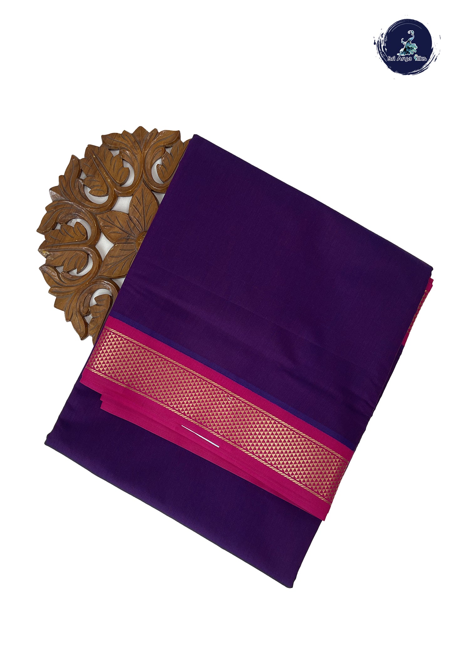 Dual Tone Violet Madisar Semi Silk Cotton Saree With Plain Pattern