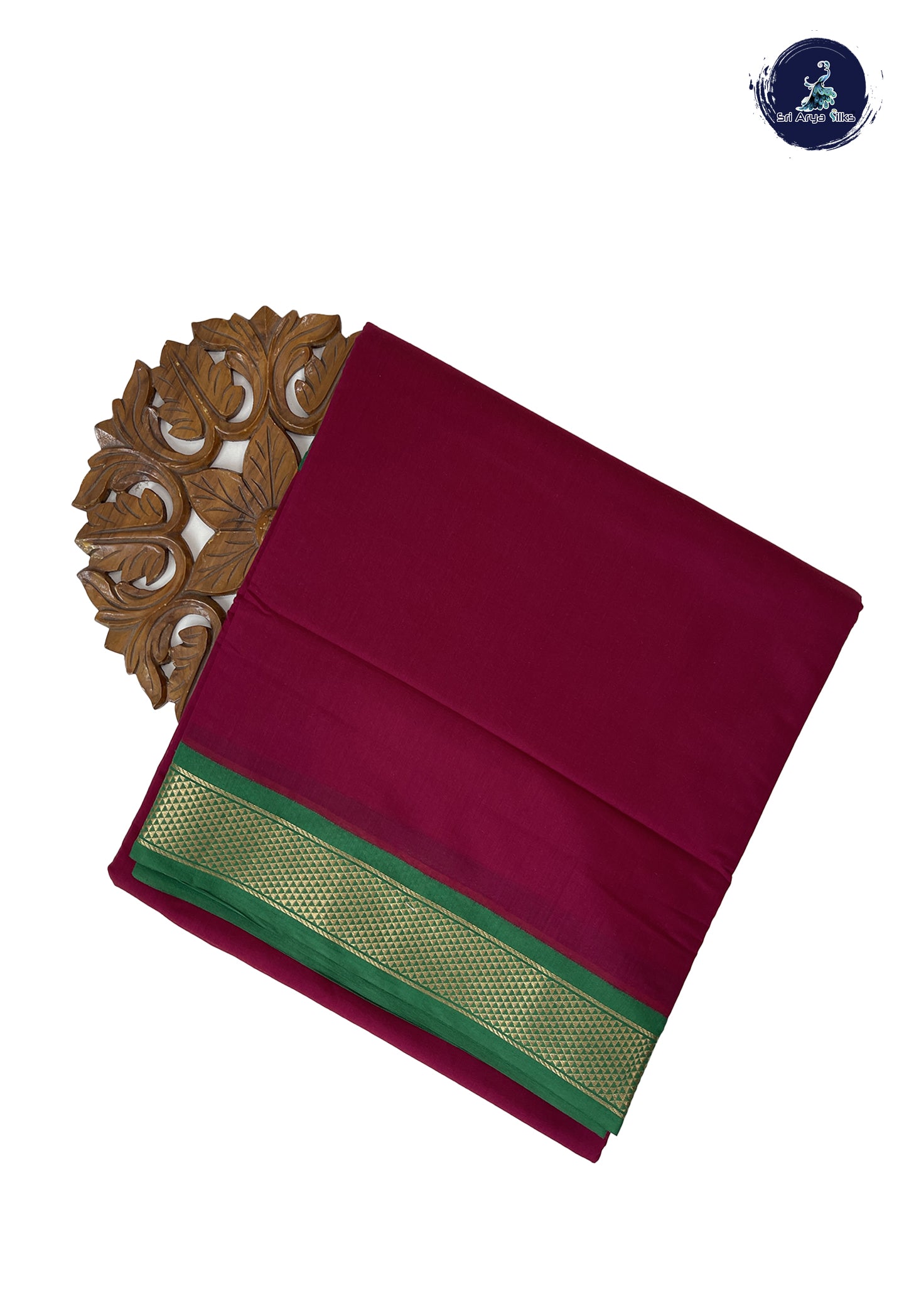 Pinkish Maroon Madisar Semi Silk Cotton Saree With Plain Pattern