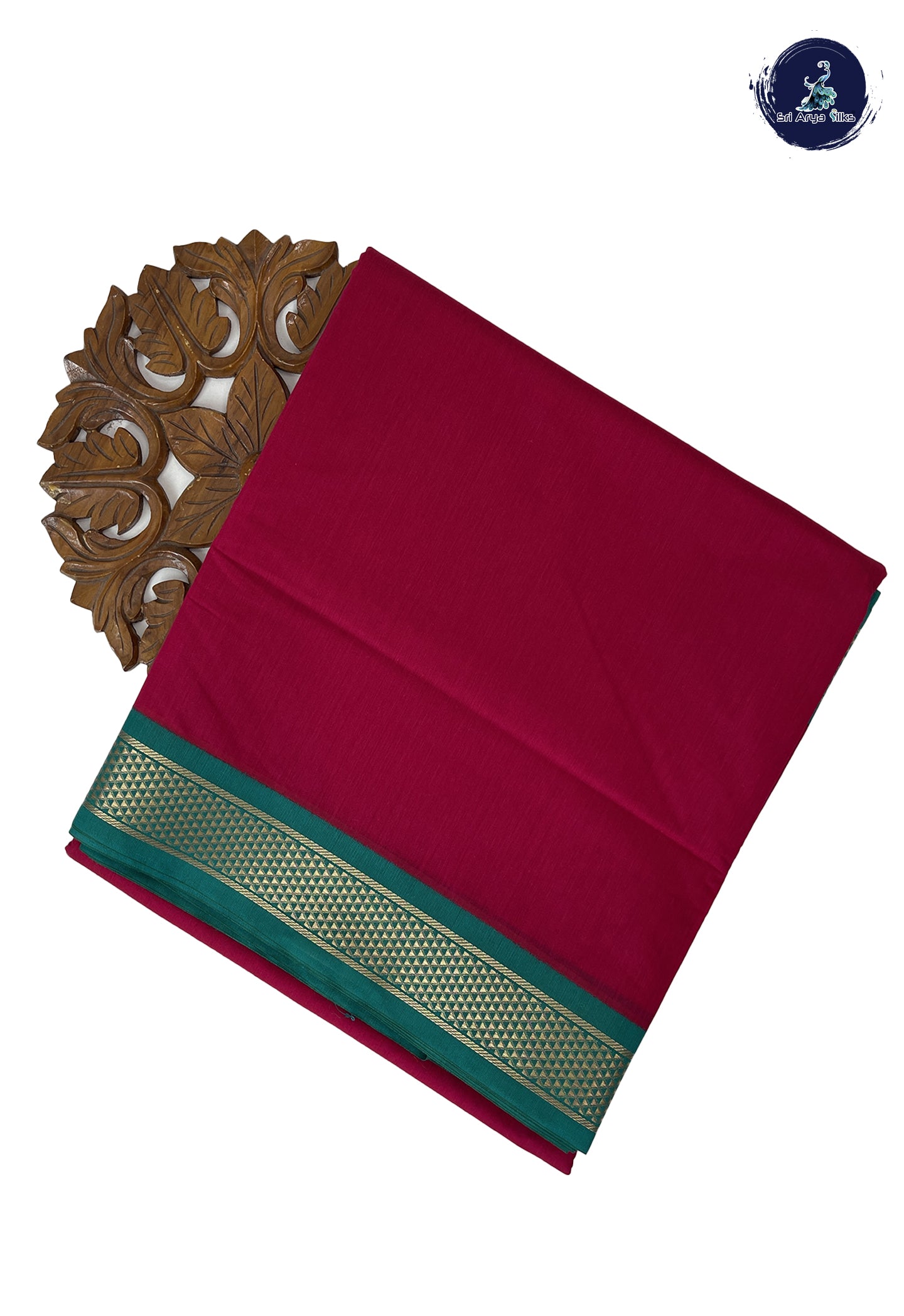 Dark Pink Madisar Semi Silk Cotton Saree With Plain Pattern