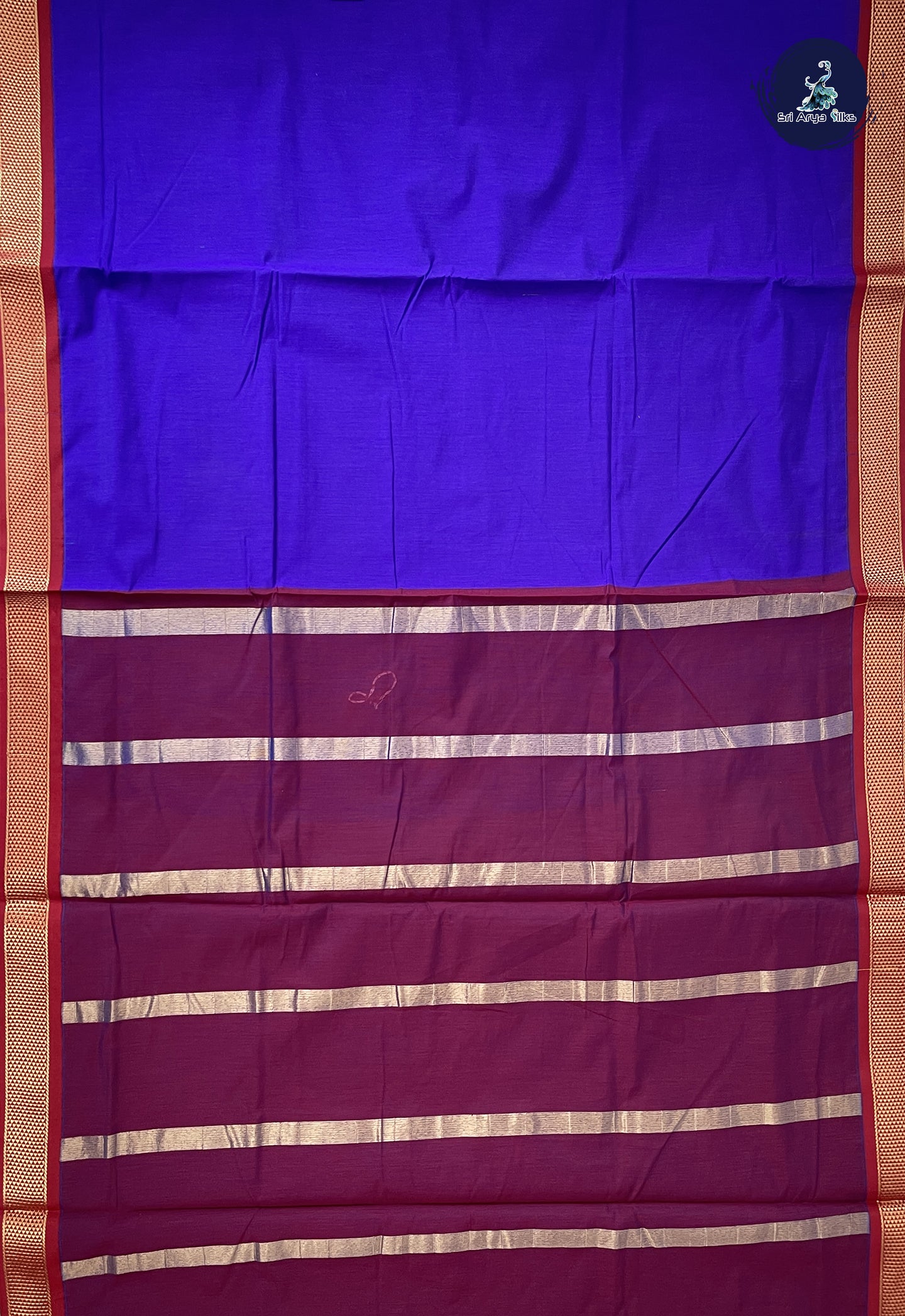 Violet Madisar Semi Silk Cotton Saree With Plain Pattern
