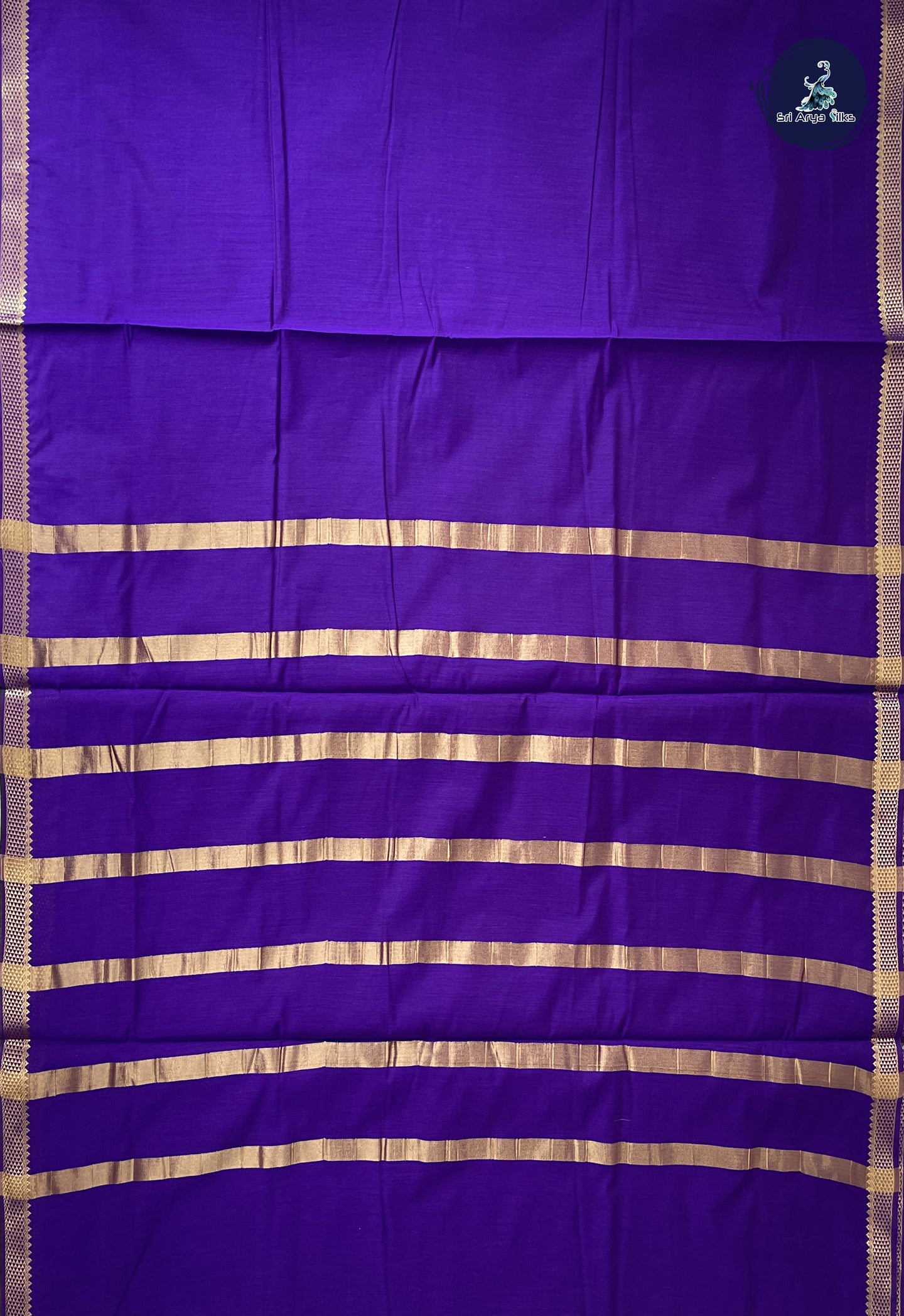 Dark Violet Madisar Semi Silk Cotton Saree With Plain Pattern