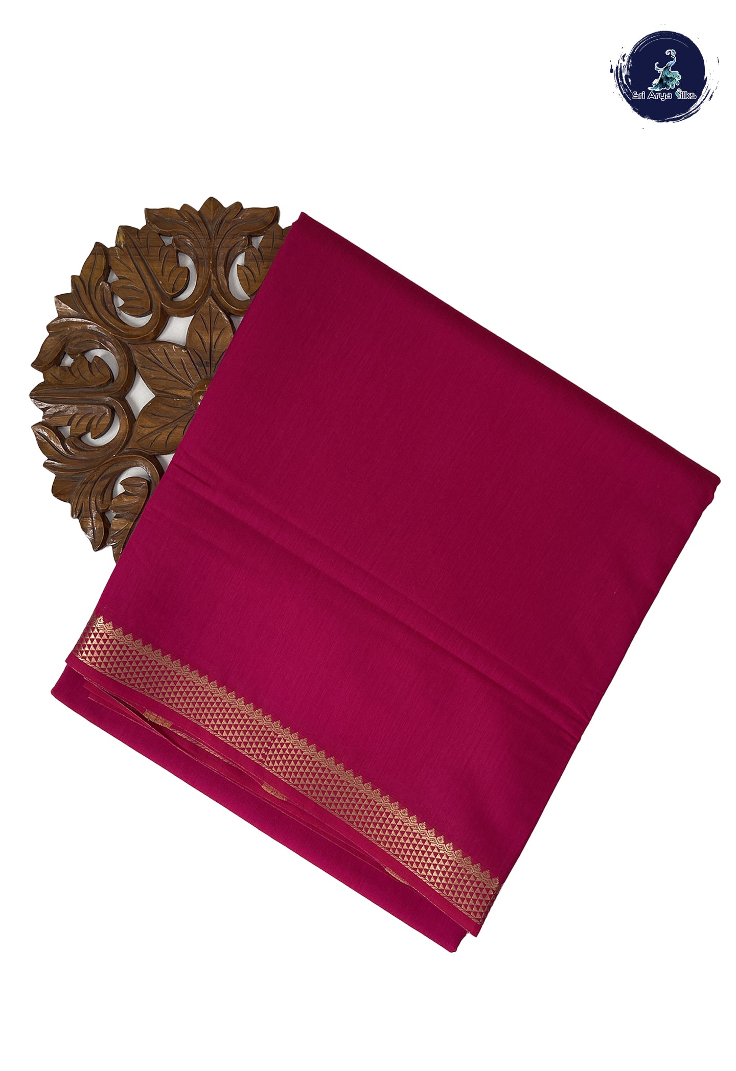 Pink Madisar Semi Silk Cotton Saree With Plain Pattern