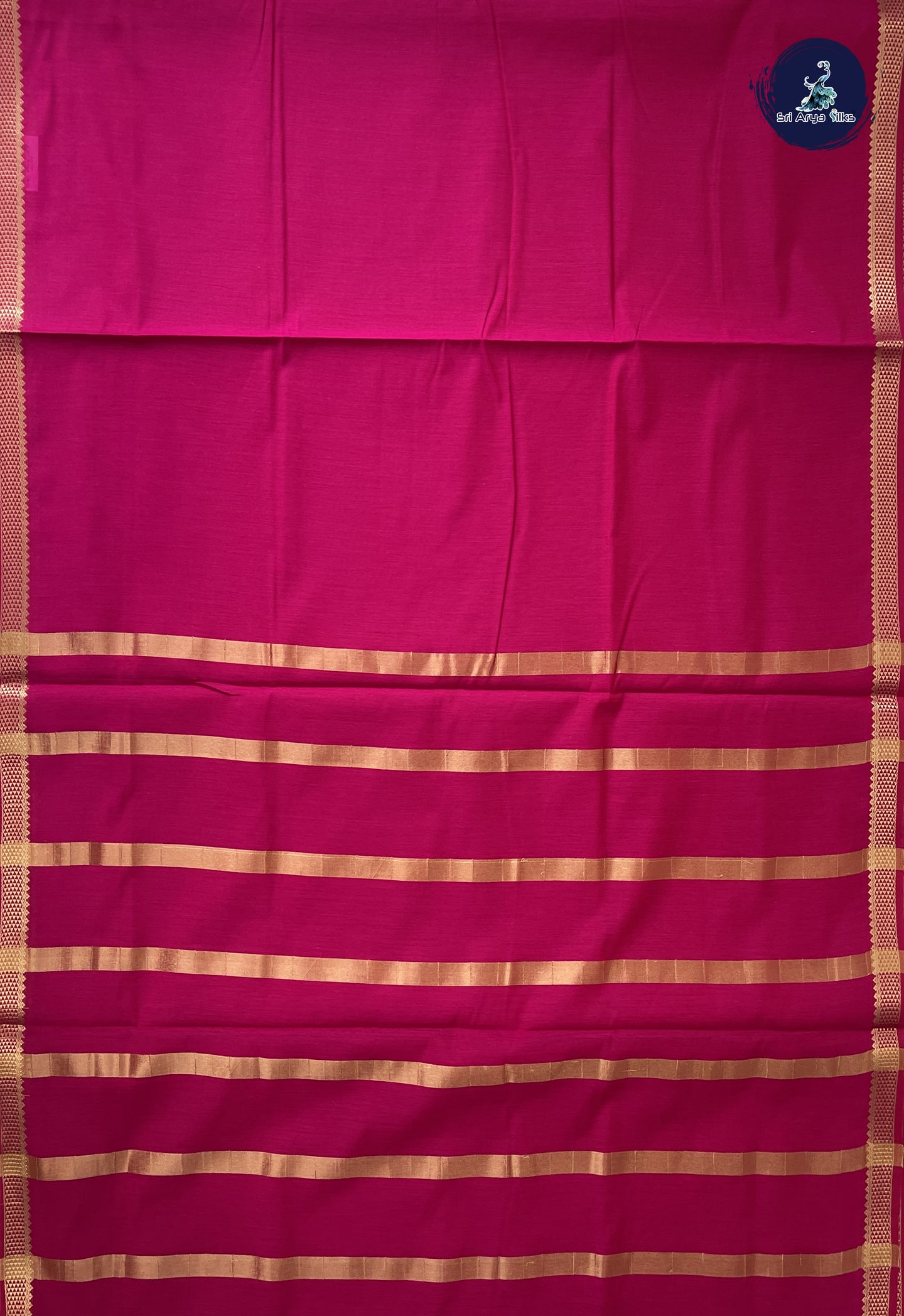 Pink Madisar Semi Silk Cotton Saree With Plain Pattern