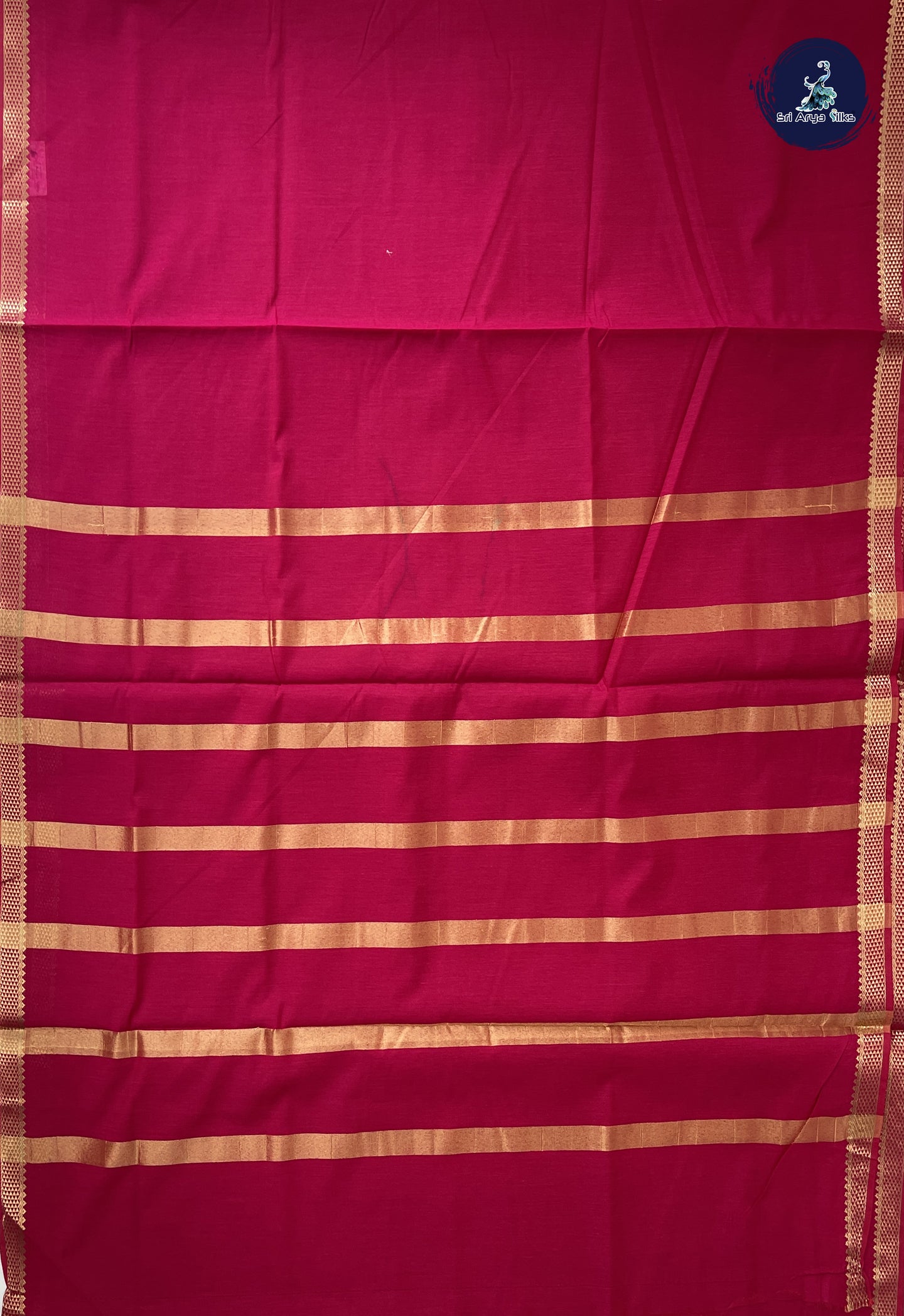 Dark Pink Madisar Semi Silk Cotton Saree With Plain Pattern
