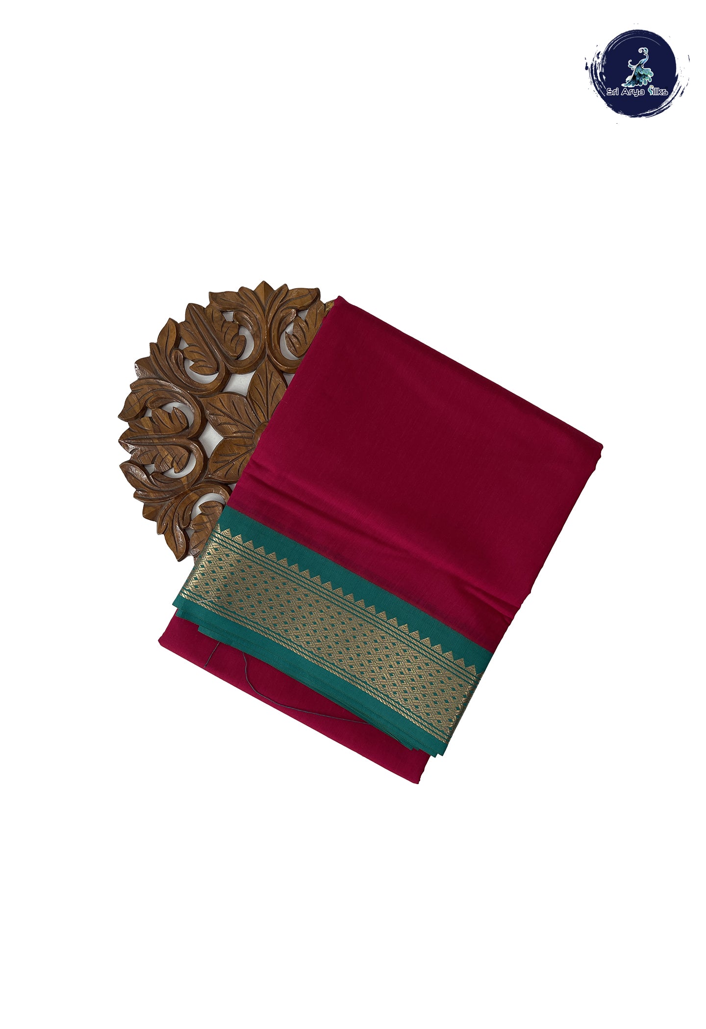 Dark Pink Madisar Semi Silk Cotton Saree With Plain Pattern