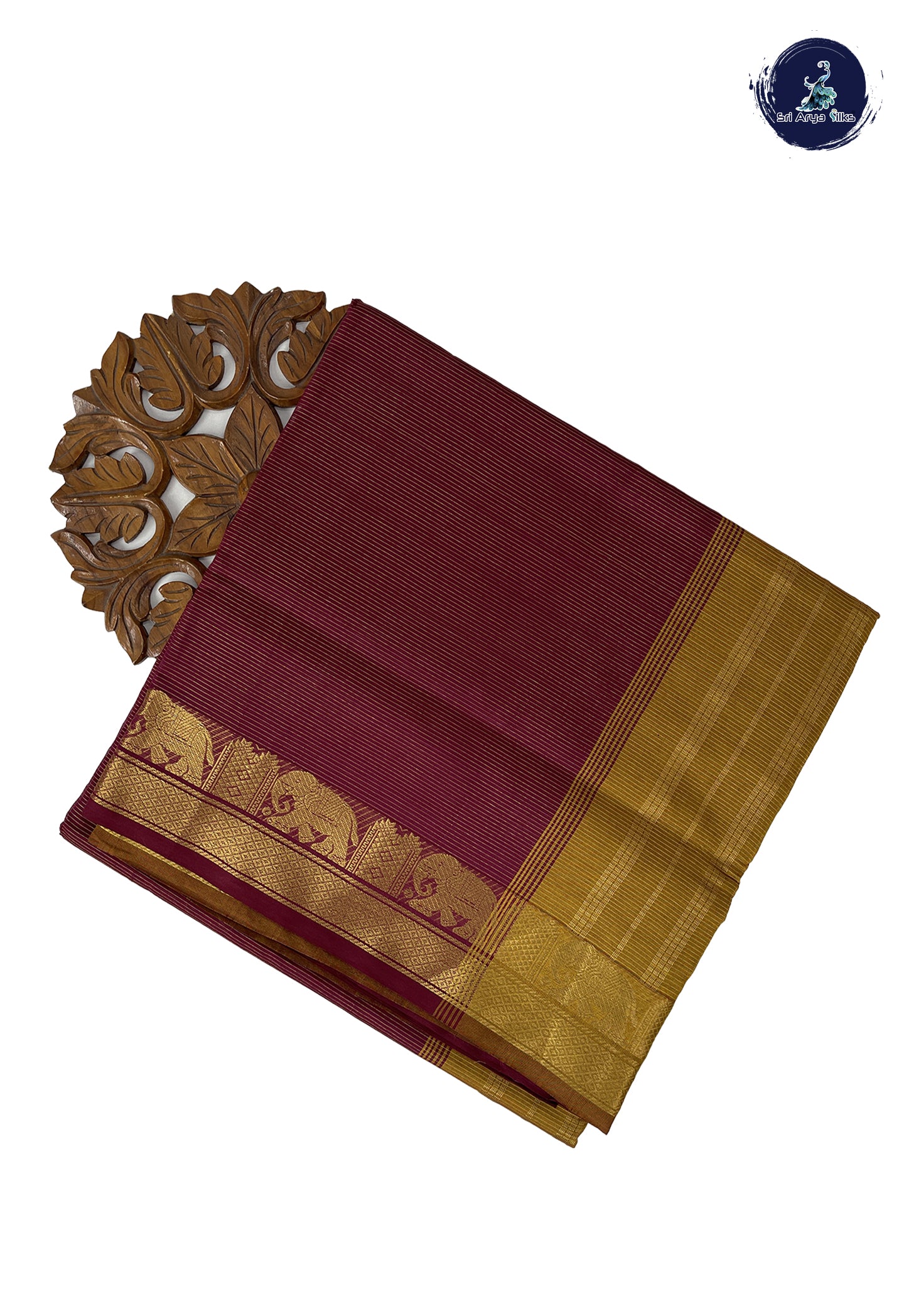 Brown Madisar Semi Silk Cotton Saree With Vaira Oosi Pattern