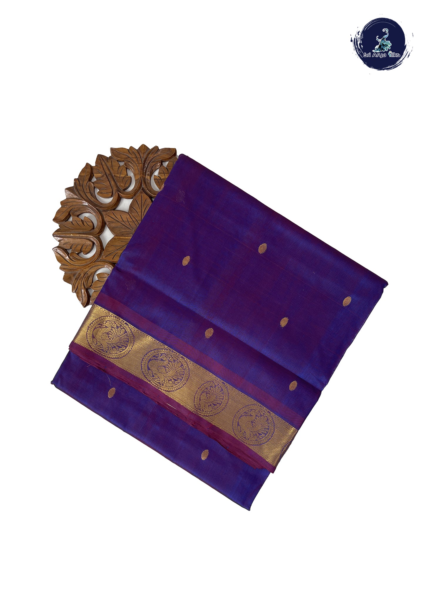 Dual Tone Purple 10 Yards Silk Cotton Saree With Zari Buttas Pattern