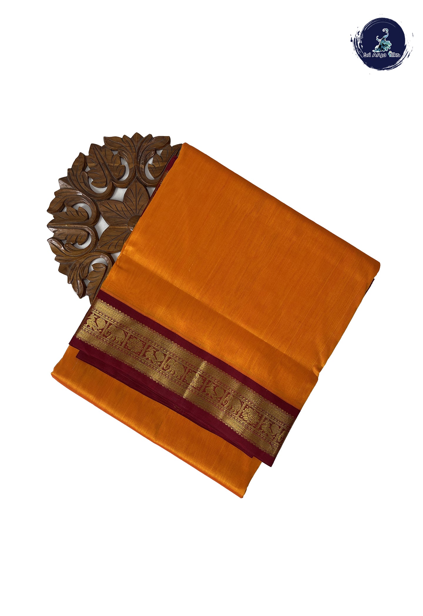 Mango Yellow 10 Yards Silk Cotton Saree With Plain Pattern