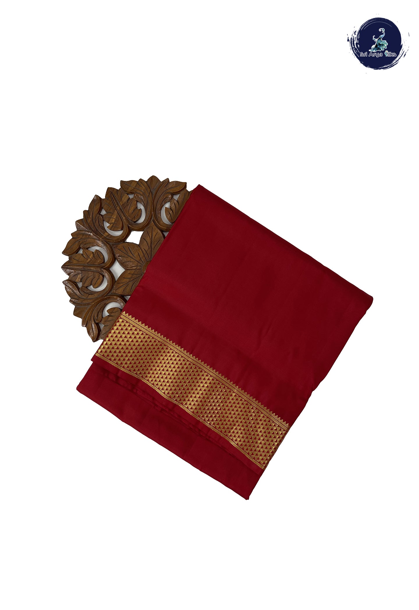 Maroon Madisar 10 Yards Silk Saree With Plain Pattern