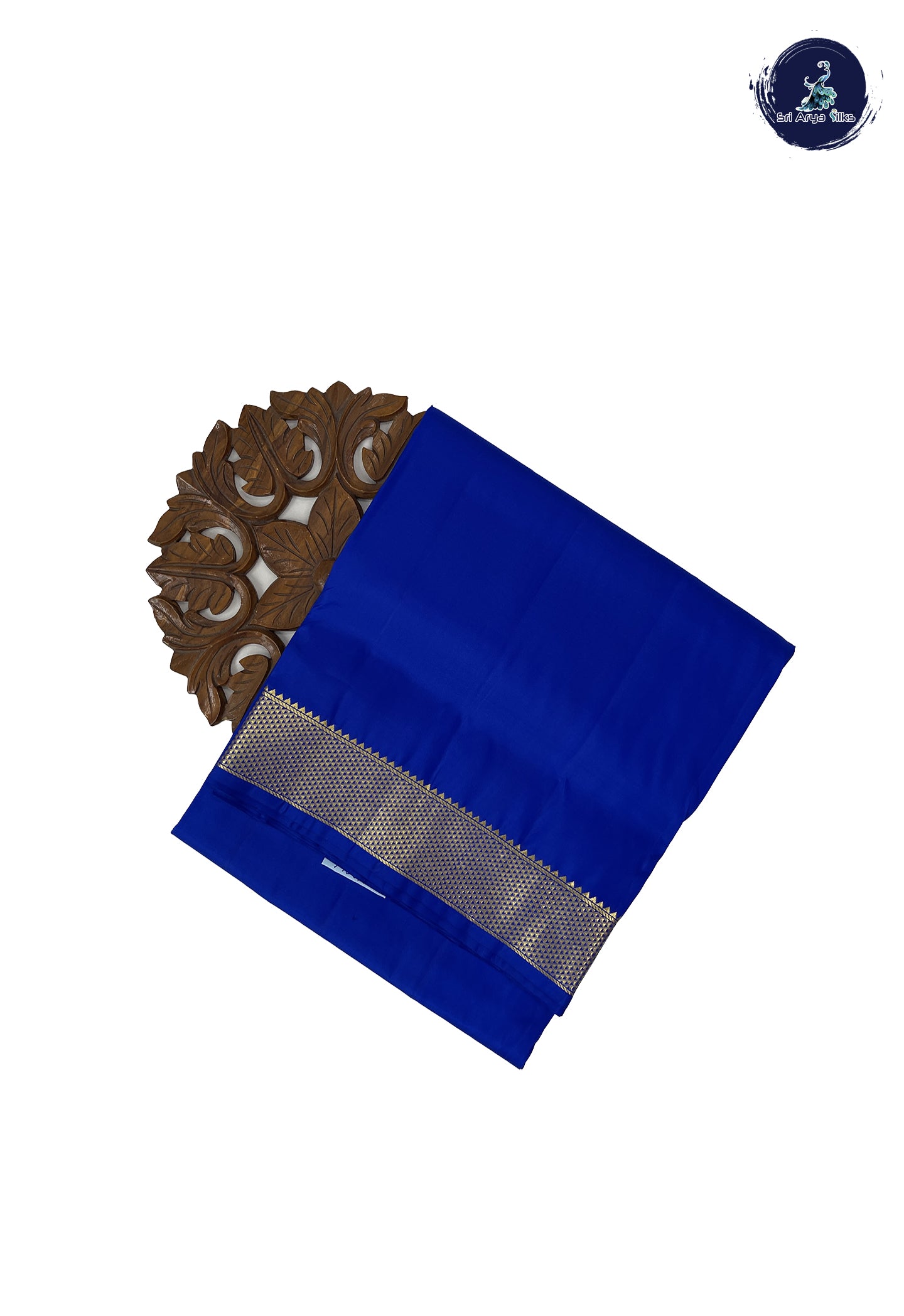 MS Blue Madisar 10 Yards Silk Saree With Plain Pattern